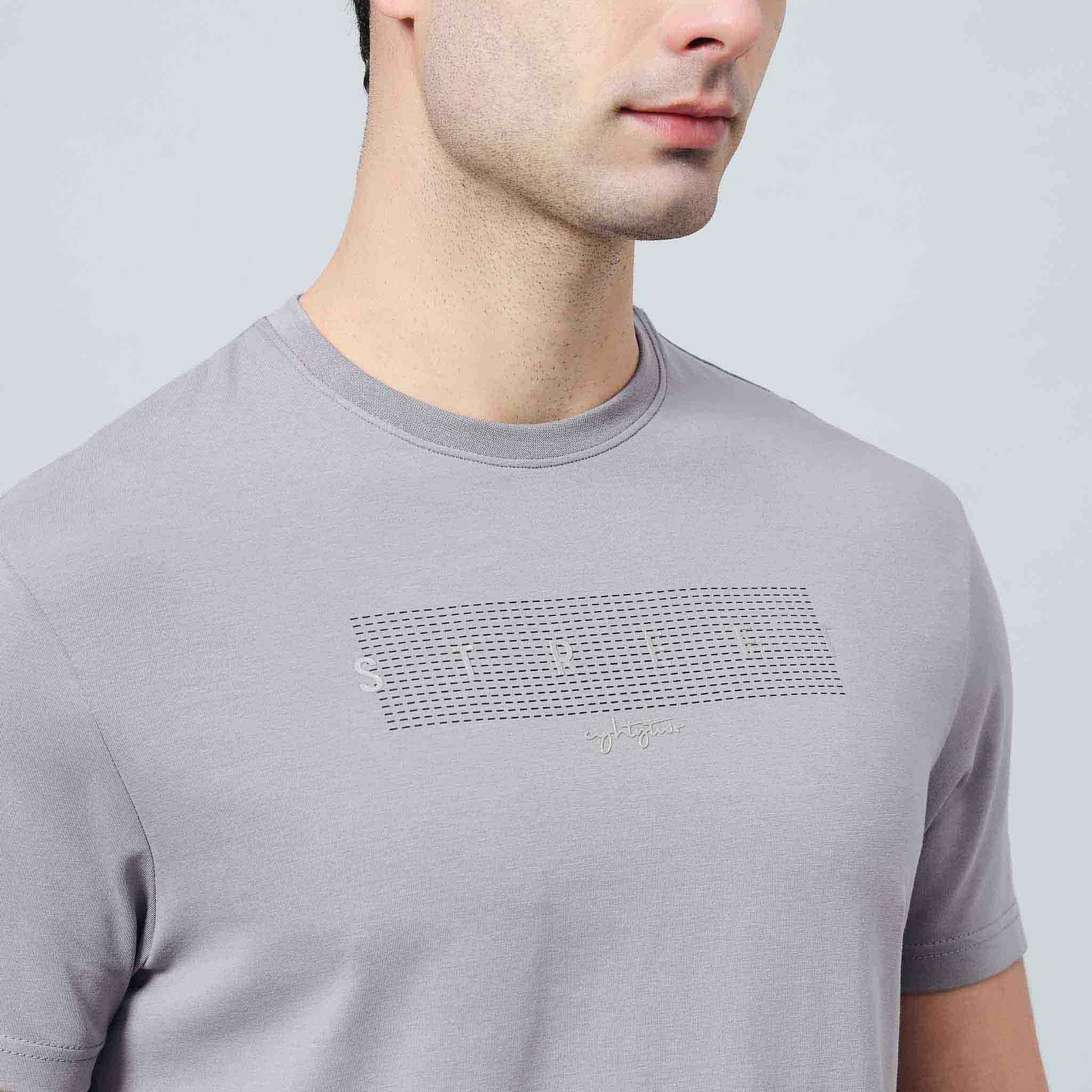 Regular Fit Crew Neck T-shirt - Front silicon print
