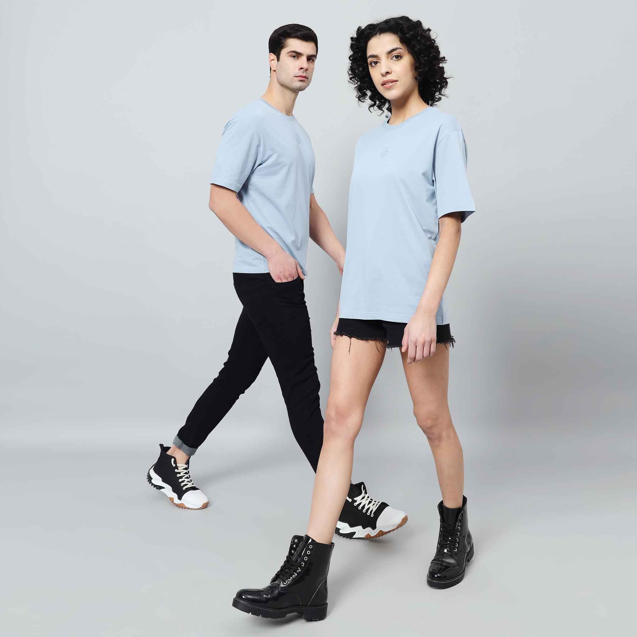 Pastel Colour Oversize waterbase Neck Print T-shirts
