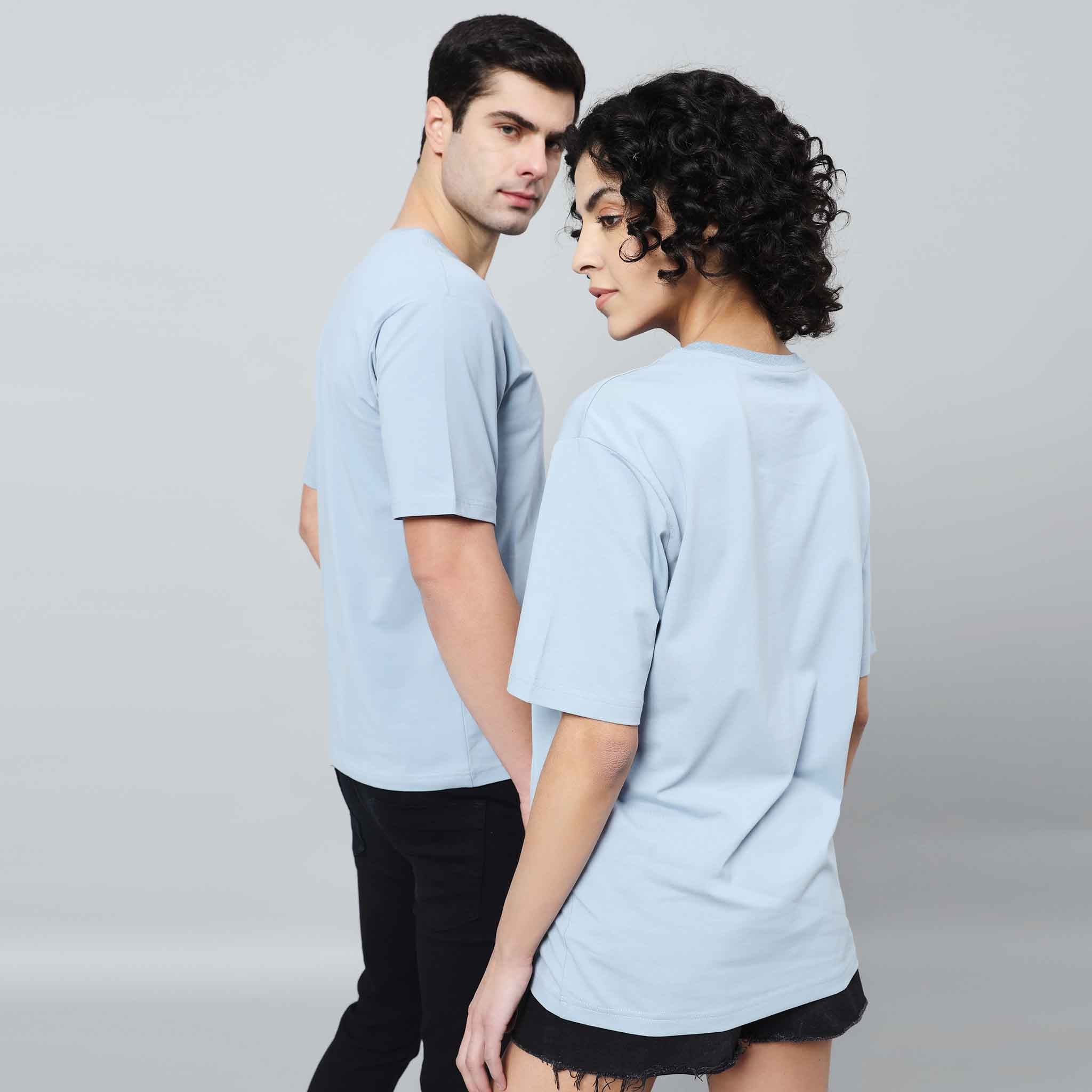Pastel Colour Oversize waterbase Neck Print T-shirts