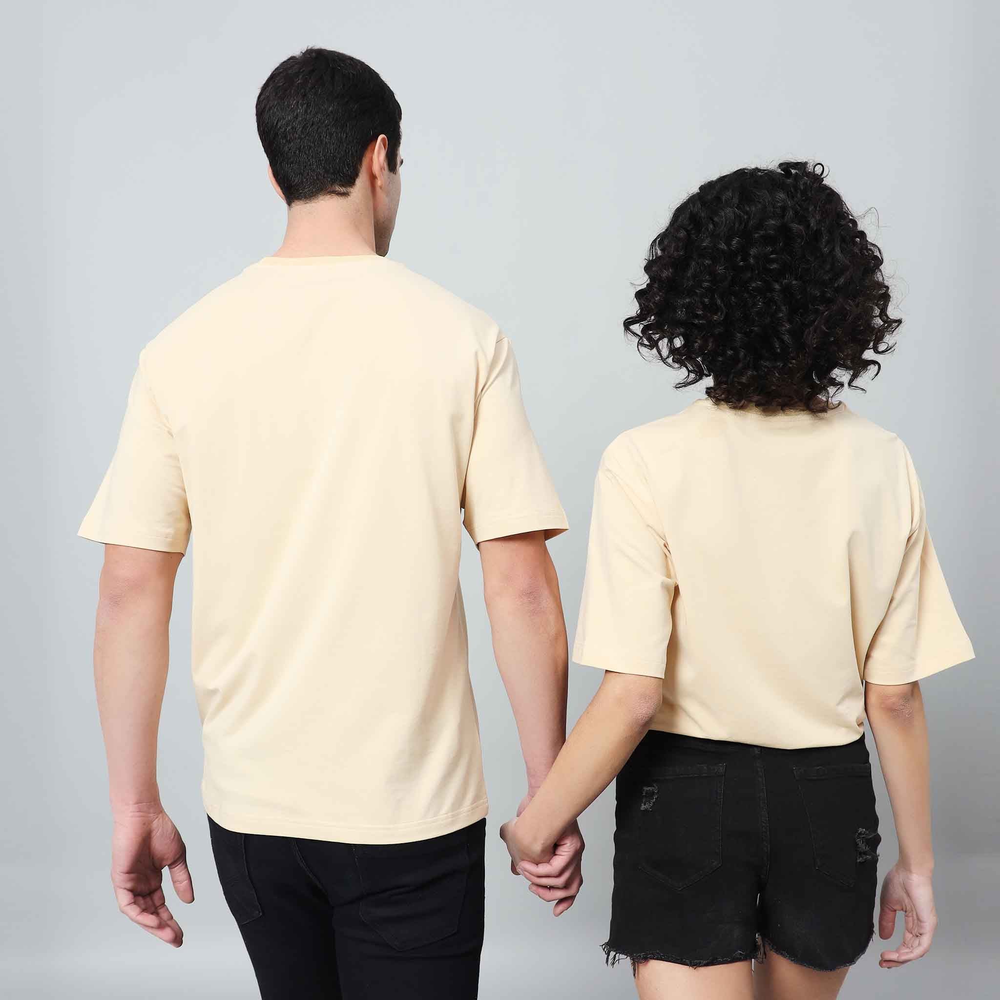 Pastel Colour Oversize waterbase Neck Print T-shirts