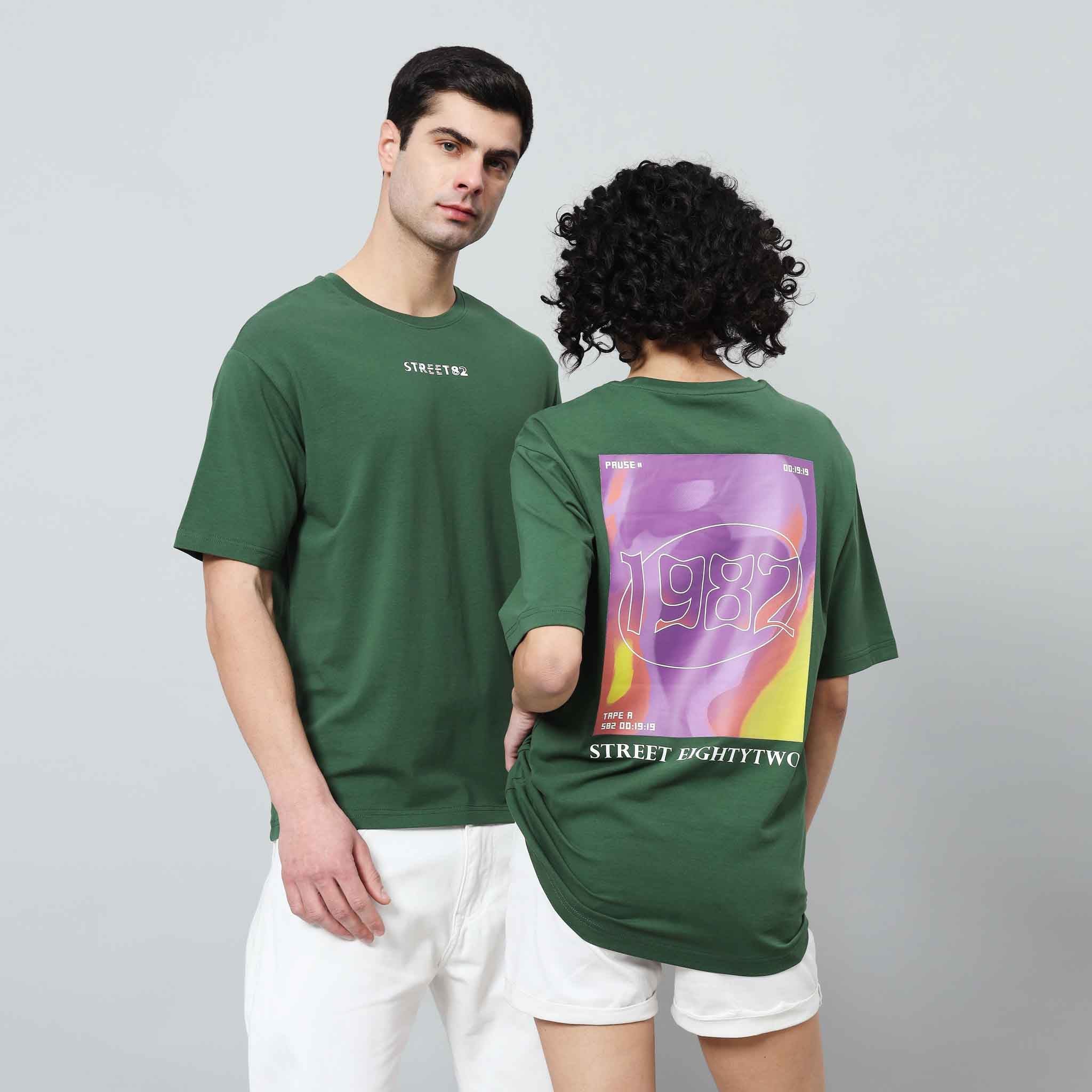 oversized back print t-shirt in black with contrast slogan