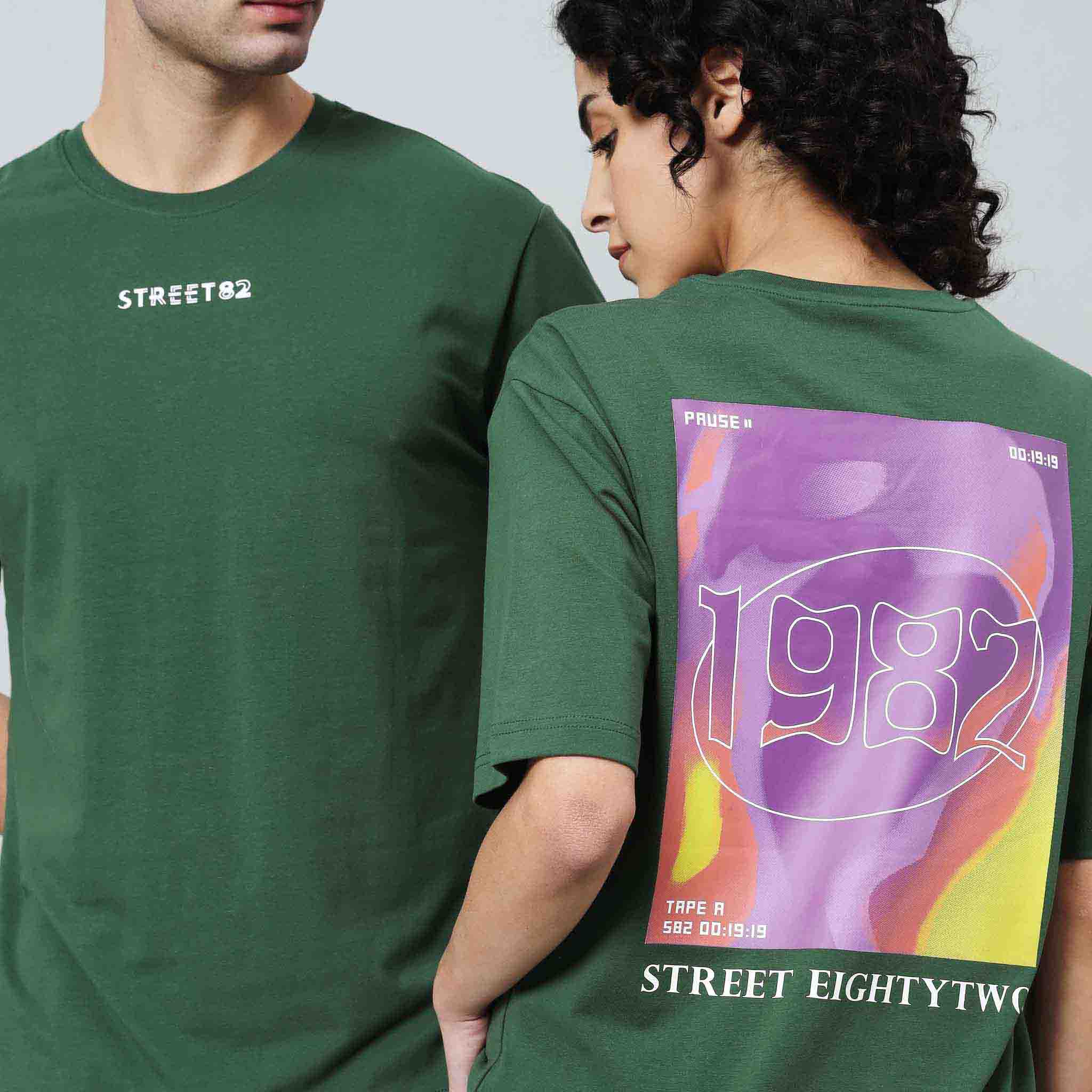 oversized back print t-shirt in black with contrast slogan