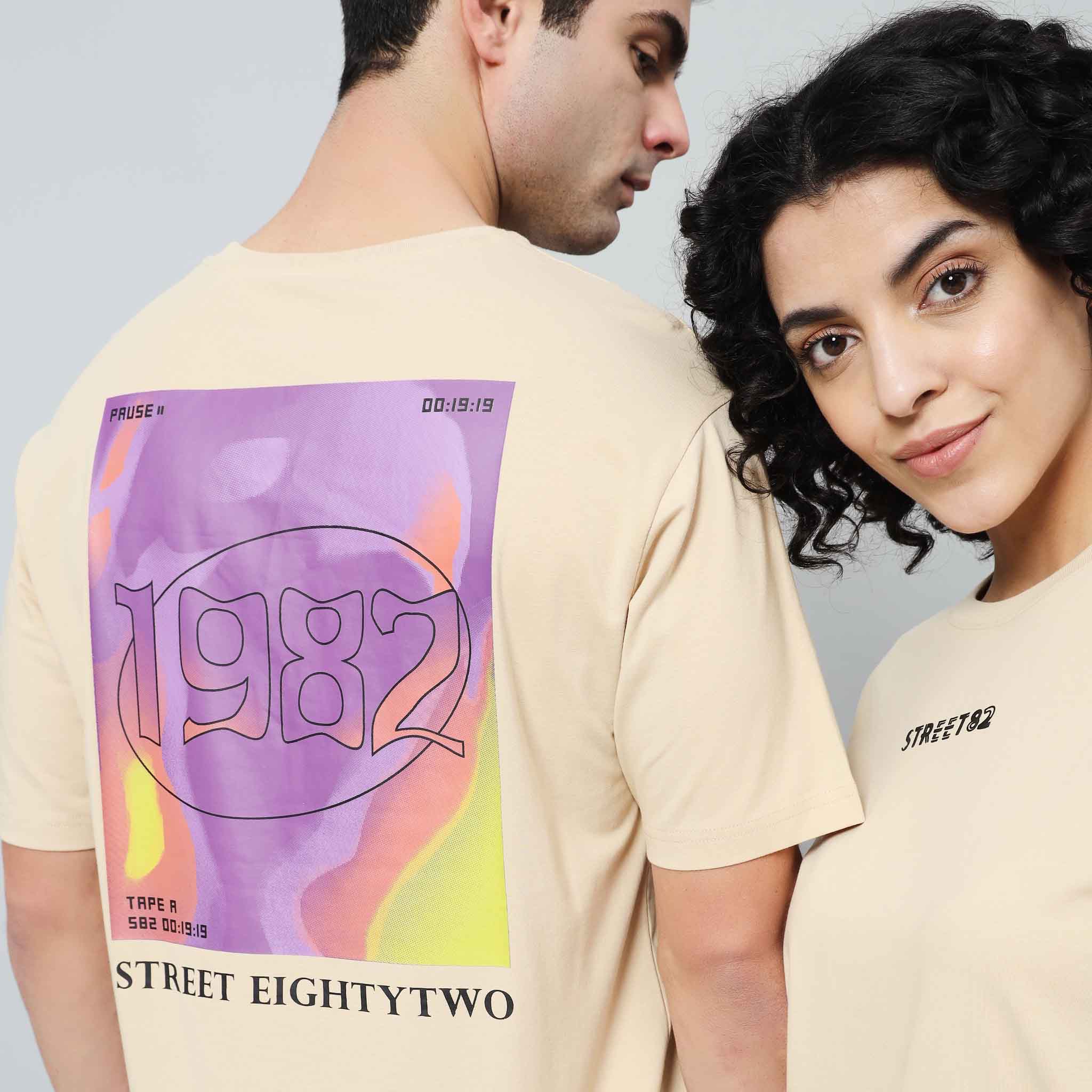 oversized back print t-shirt in black with contrast slogan