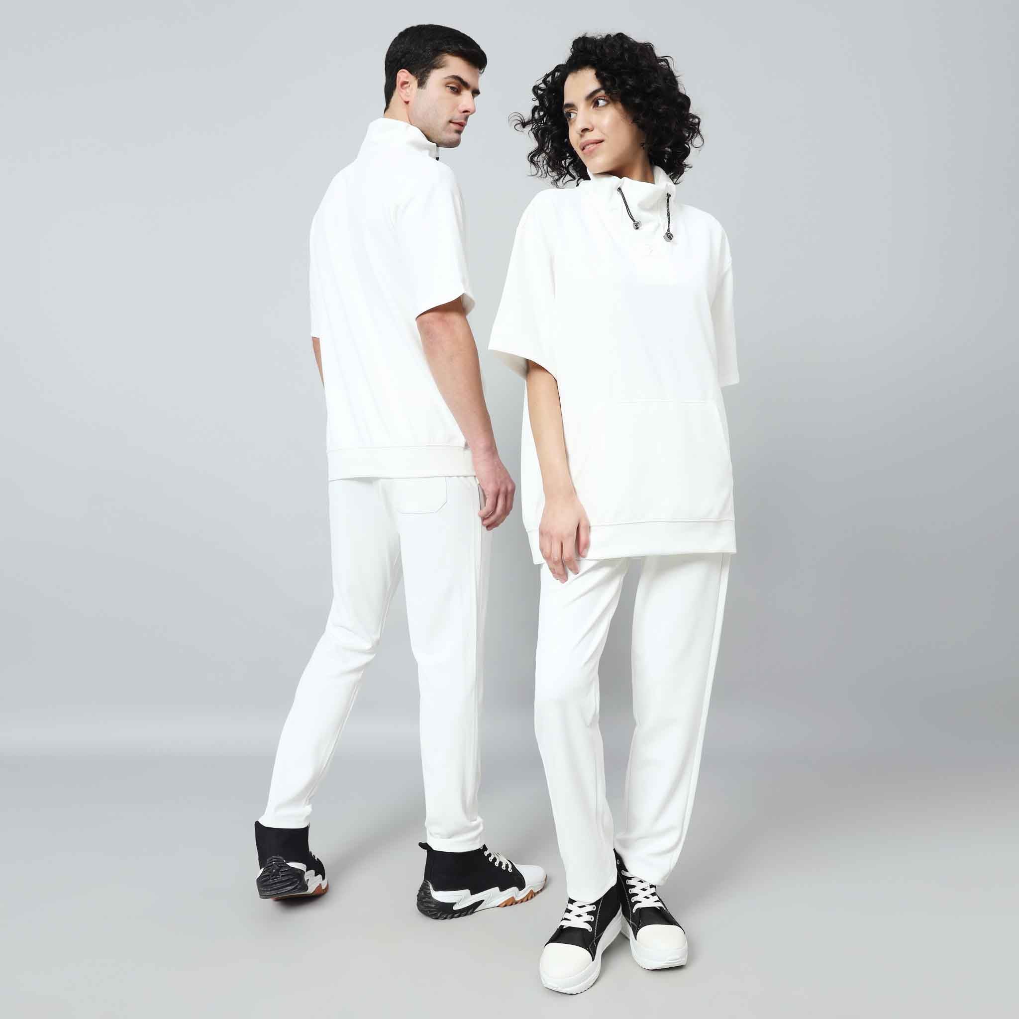 Co-ord set - Oversize High neck T-shirt with drawstring and Kangaroo Pockets