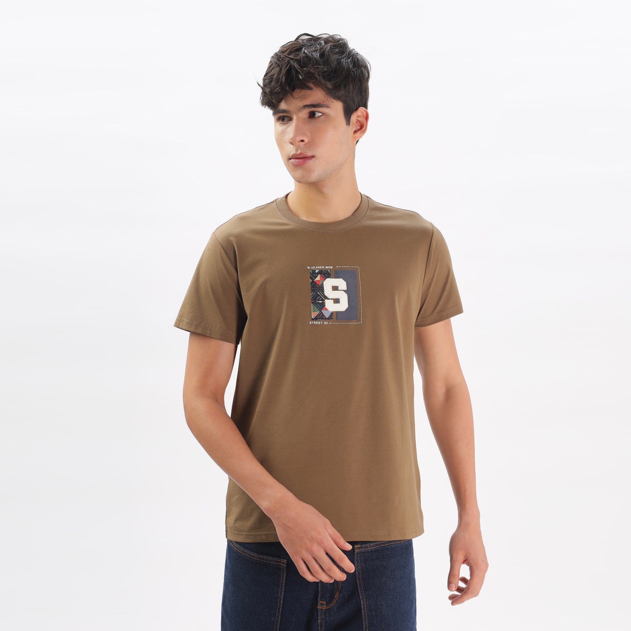 Mens Regular Fit Crew Neck T-shirt - Abstract Tribal Print