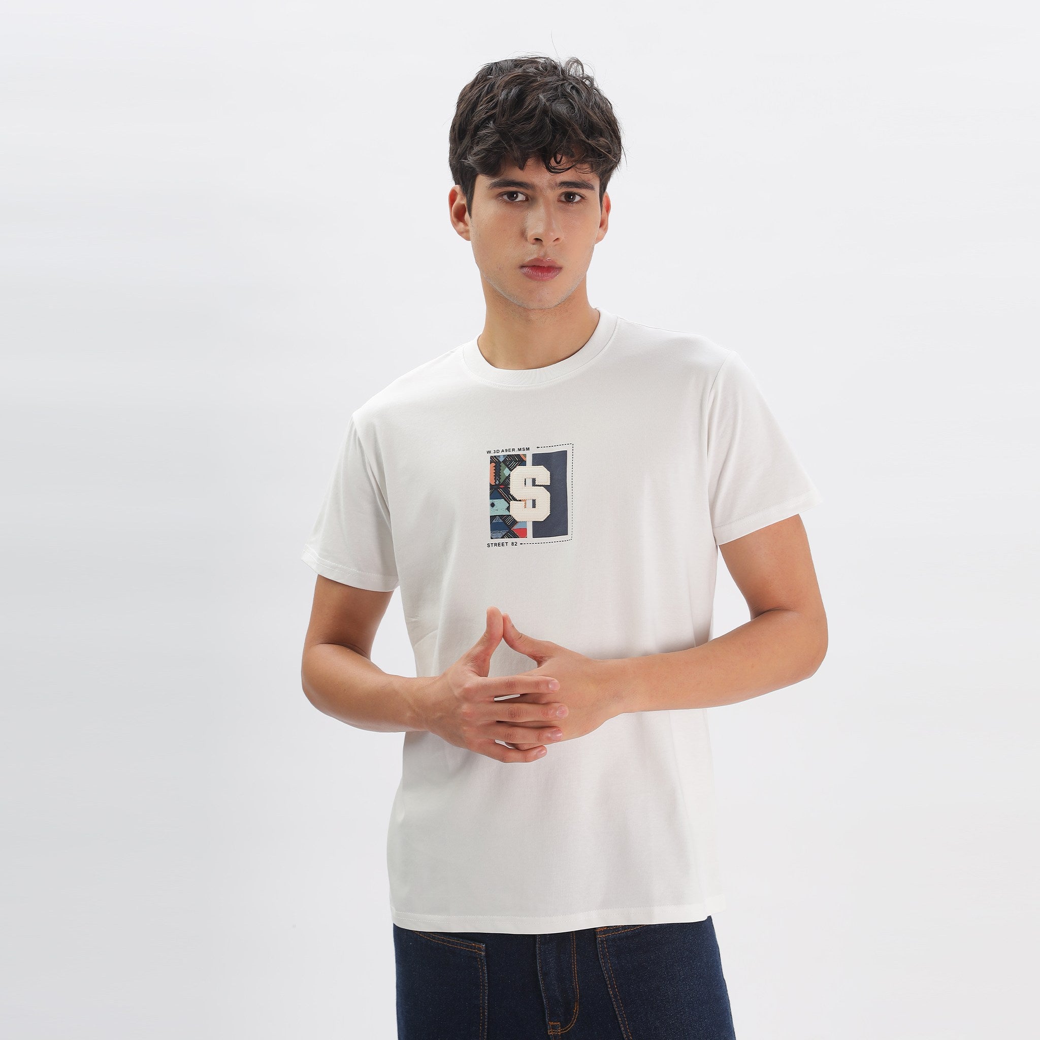 Mens Regular Fit Crew Neck T-shirt - Abstract Tribal Print