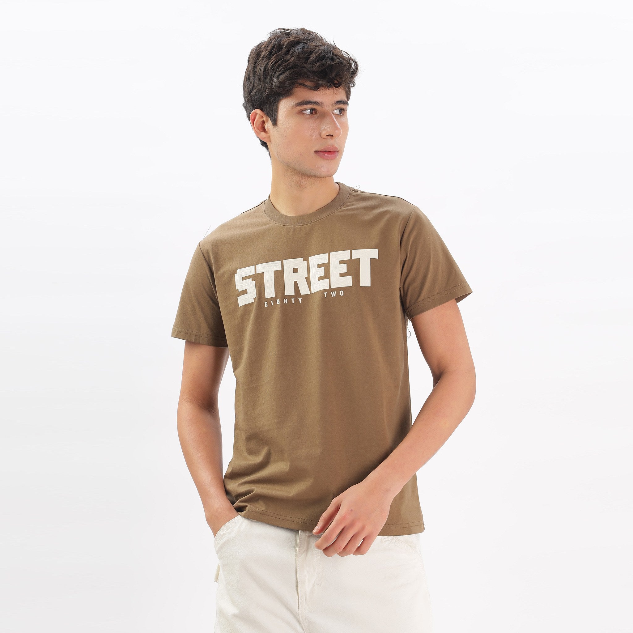 Mens Regular Fit Crew Neck T-shirt - Textured Print