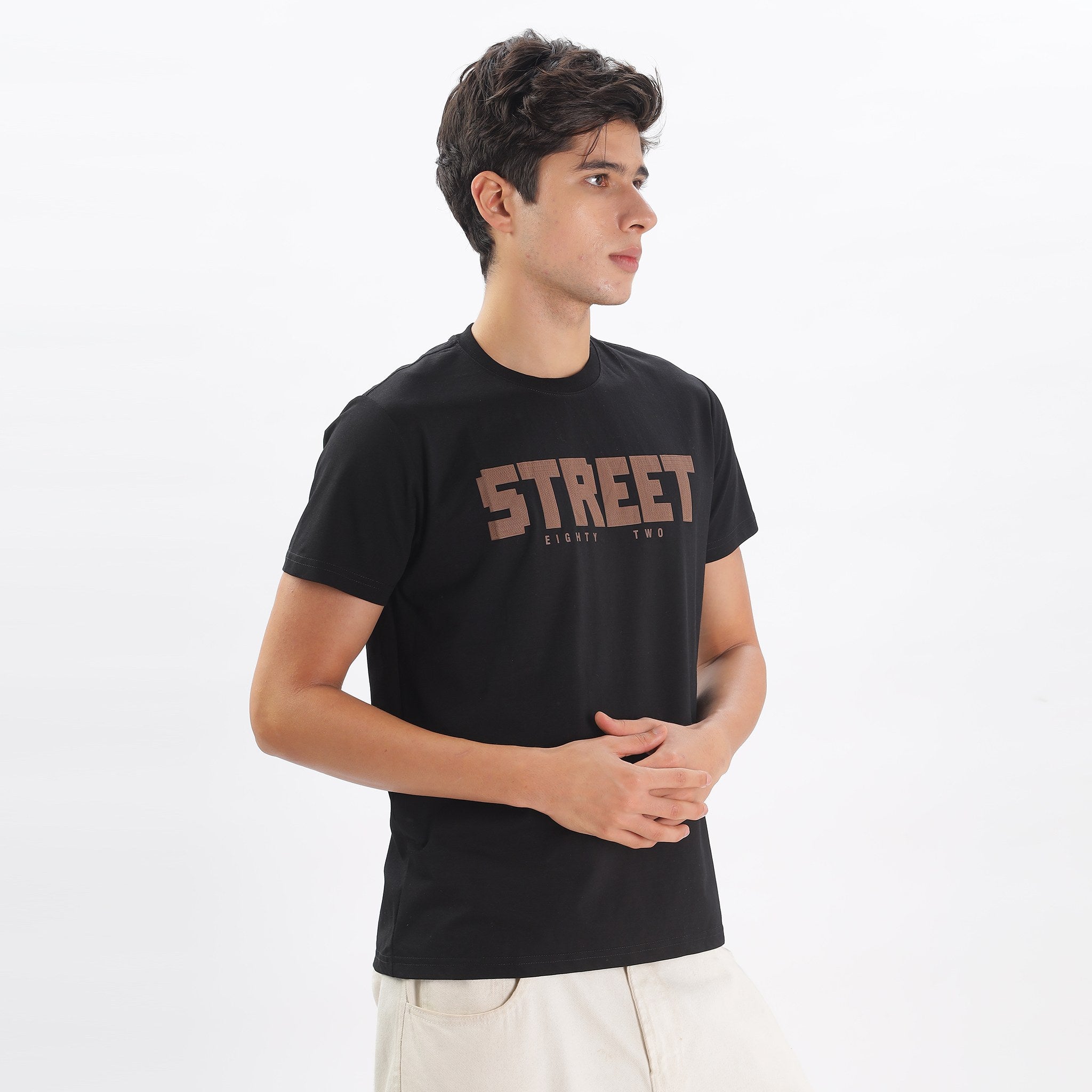 Mens Regular Fit Crew Neck T-shirt - Textured Print