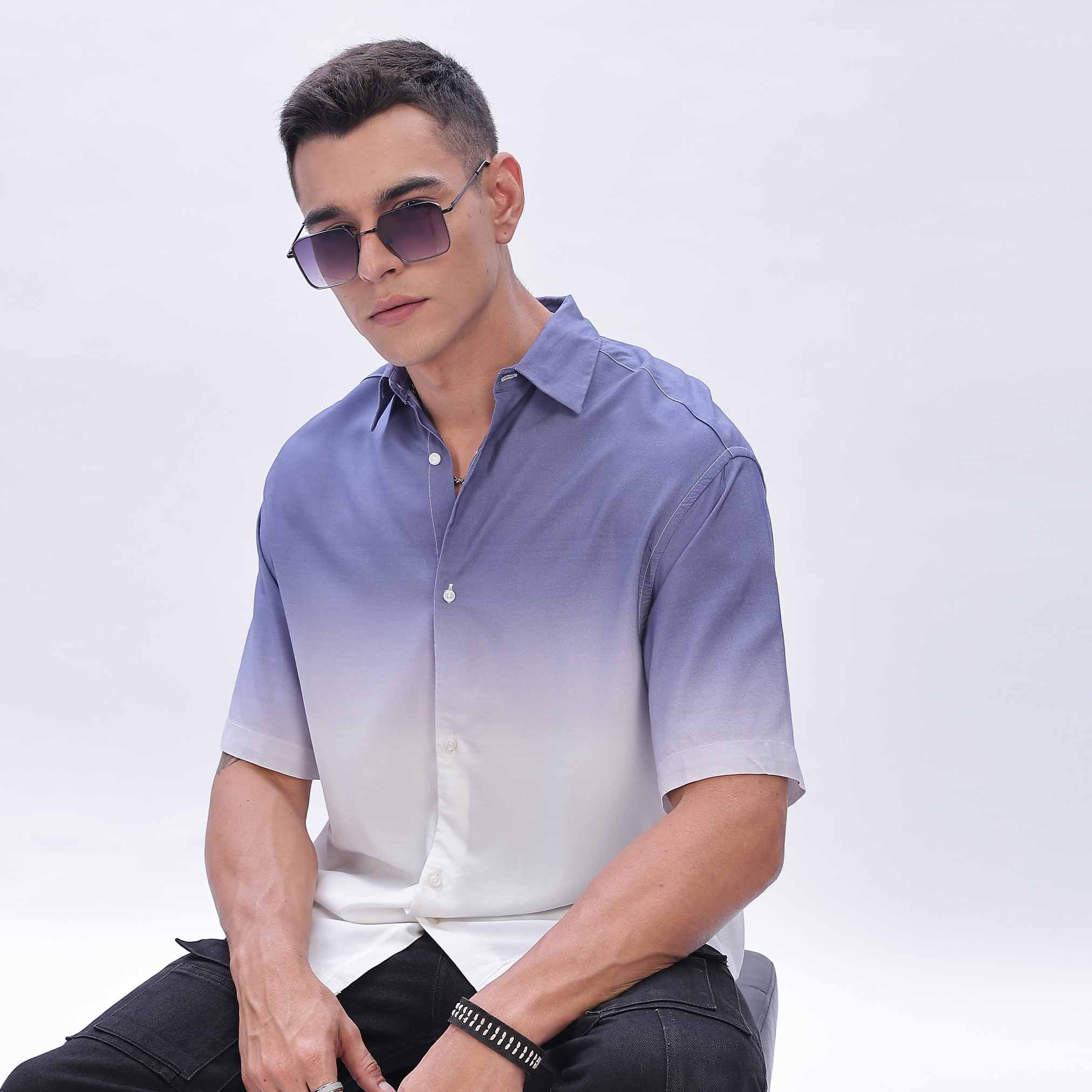 Navy blue Print Shirts for Men