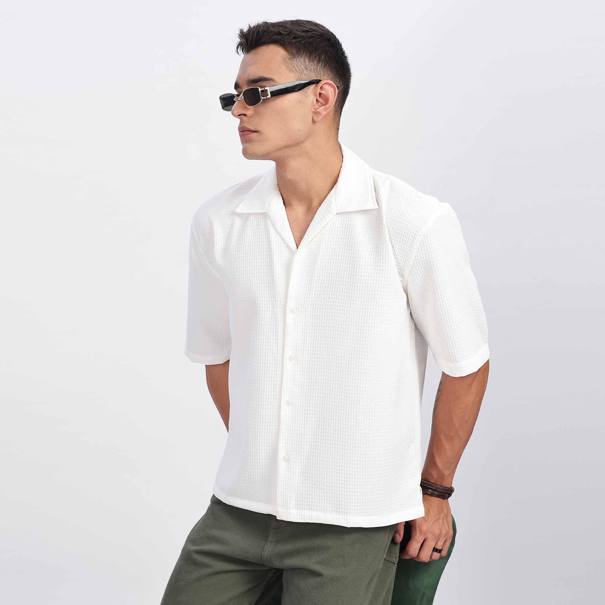 Short Sleeve Cuban Collar Casual Shirt