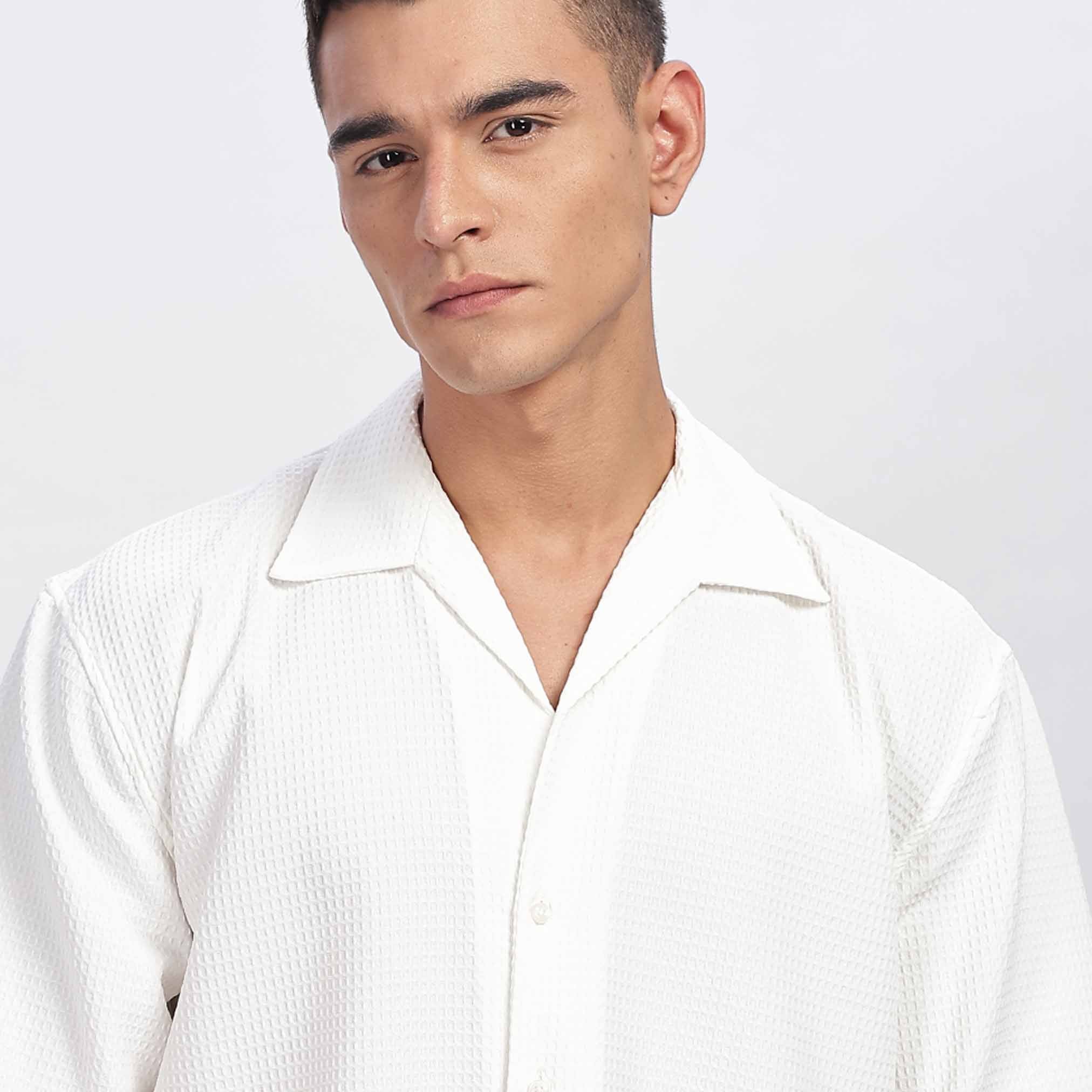 Short Sleeve Cuban Collar Casual Shirt