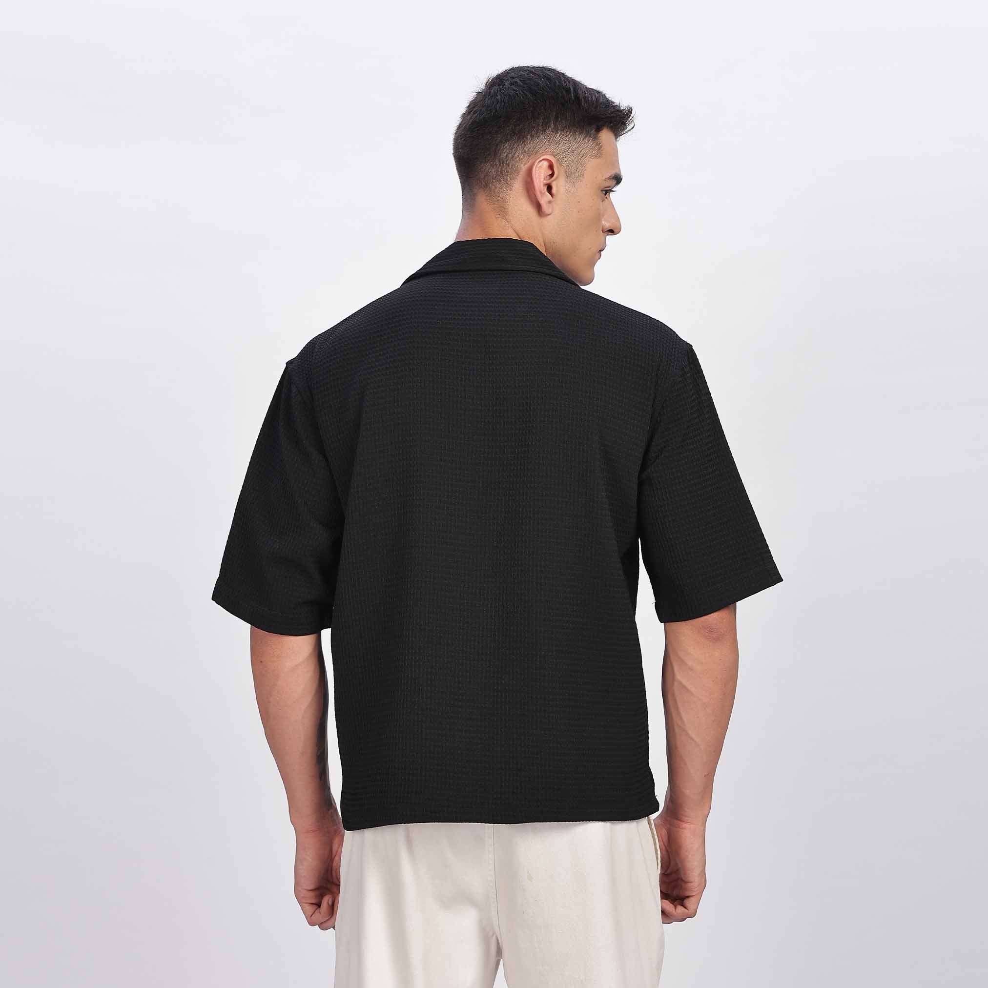 Short Sleeve Cuban Collar Casual Shirt