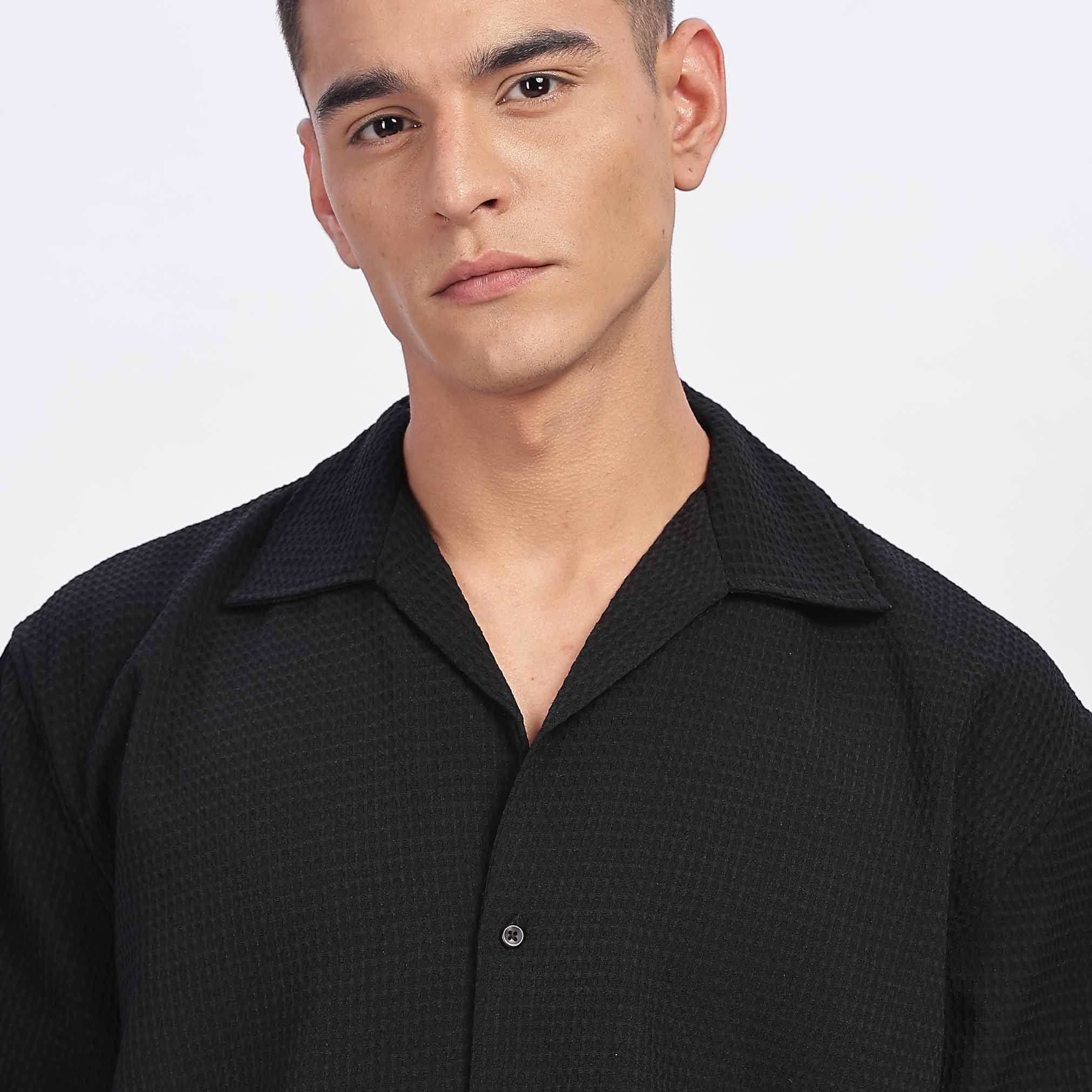Short Sleeve Cuban Collar Casual Shirt