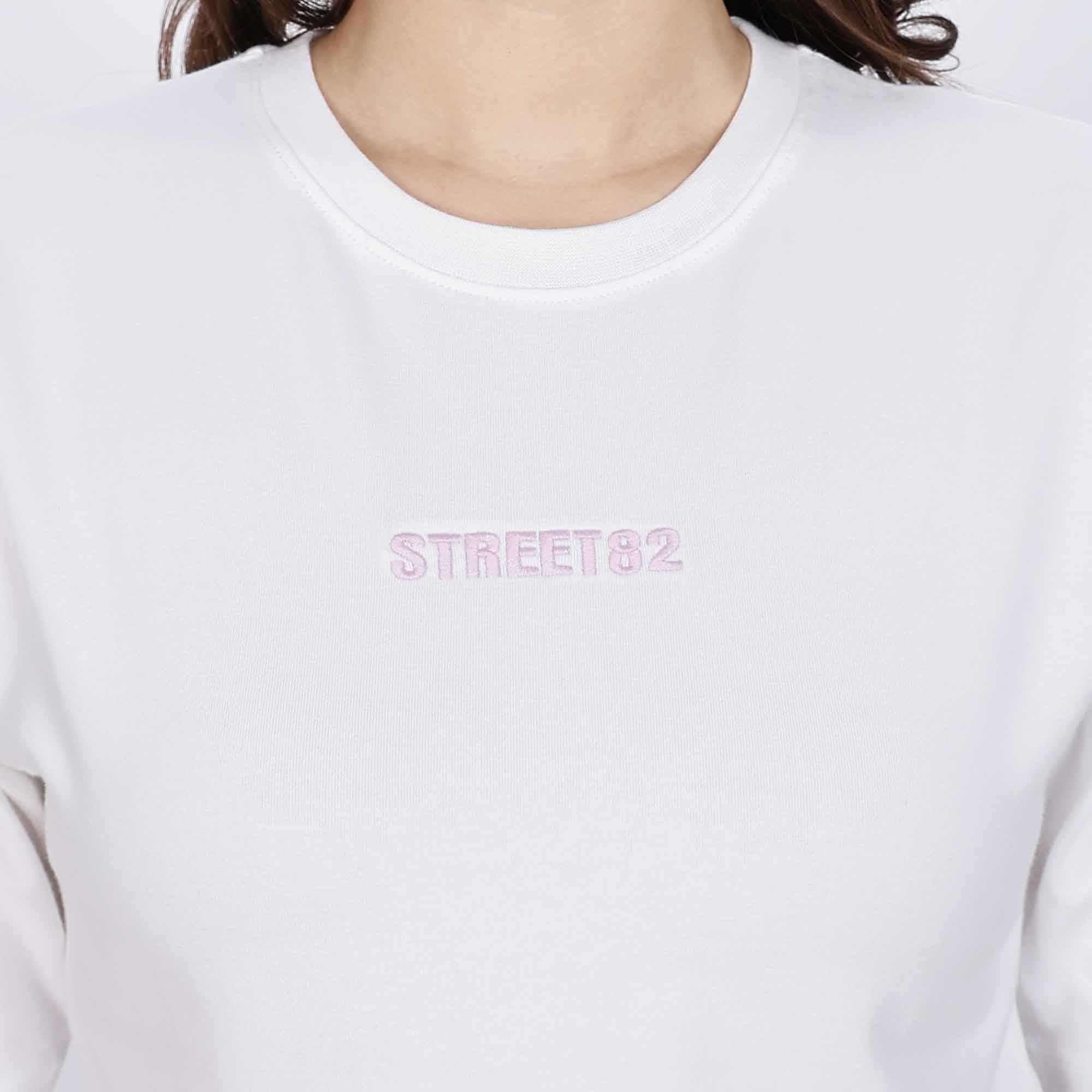 Half Sleeve Casual Crop Top with Embroidery Logo