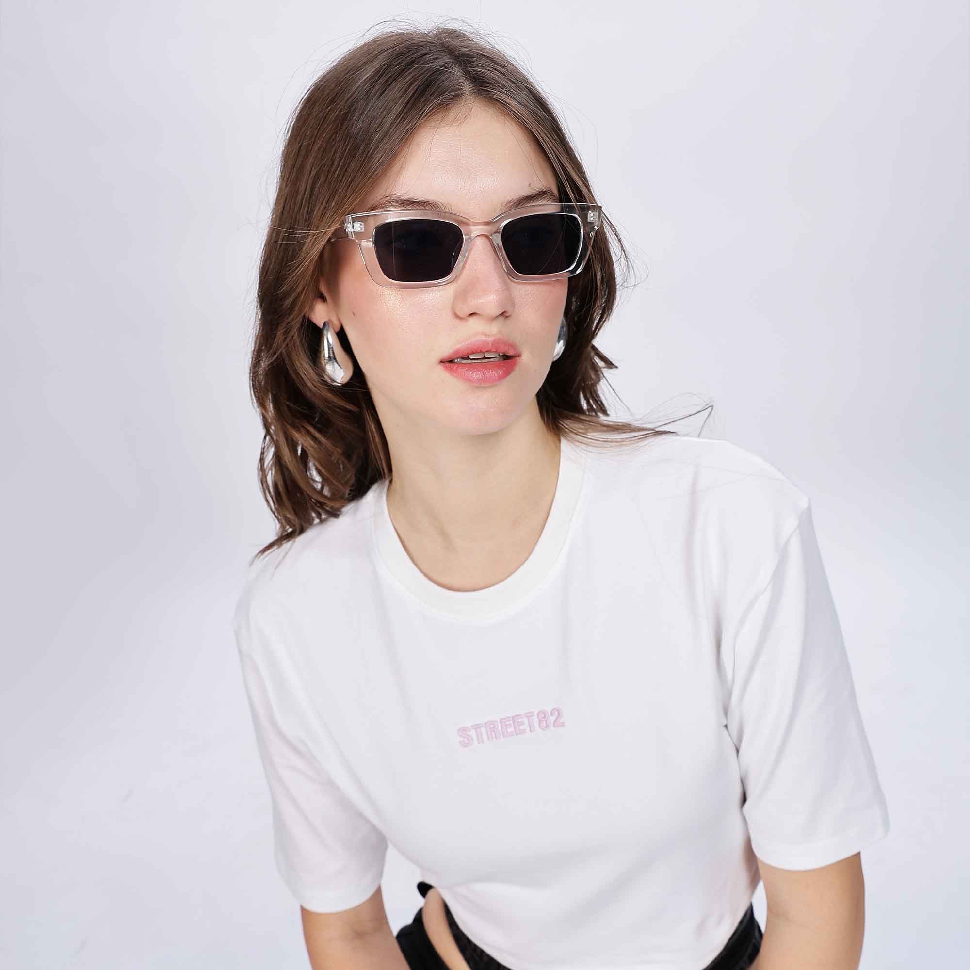 Half Sleeve Casual Crop Top with Embroidery Logo
