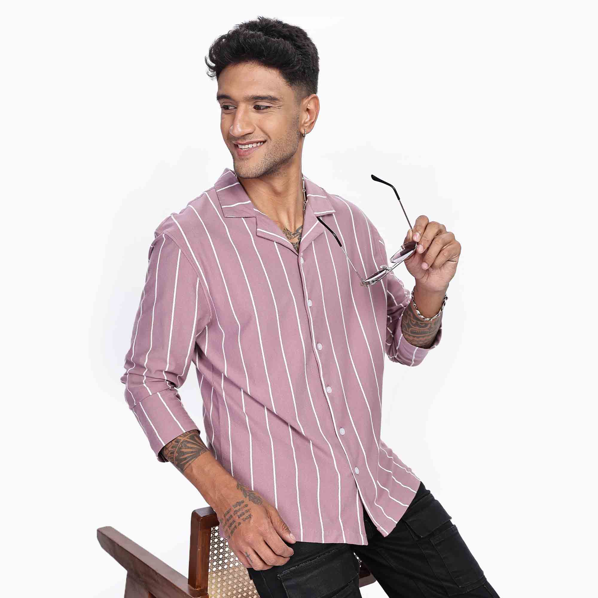 Cuban Collar Long sleeve Oversize Shirt