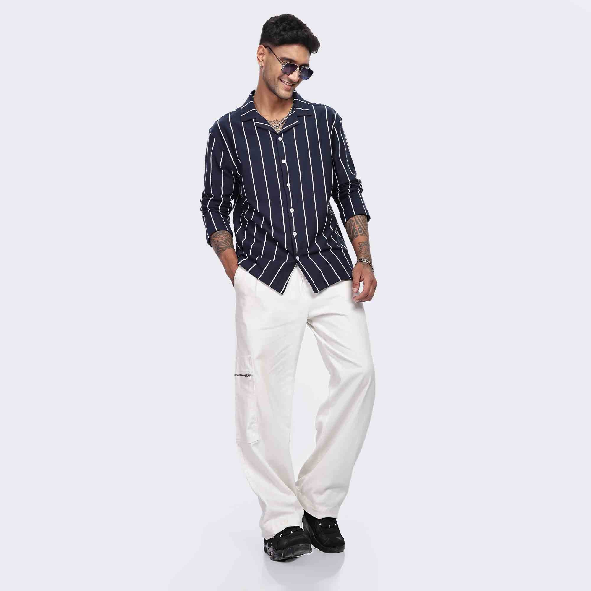 Cuban Collar Long sleeve Oversize Shirt