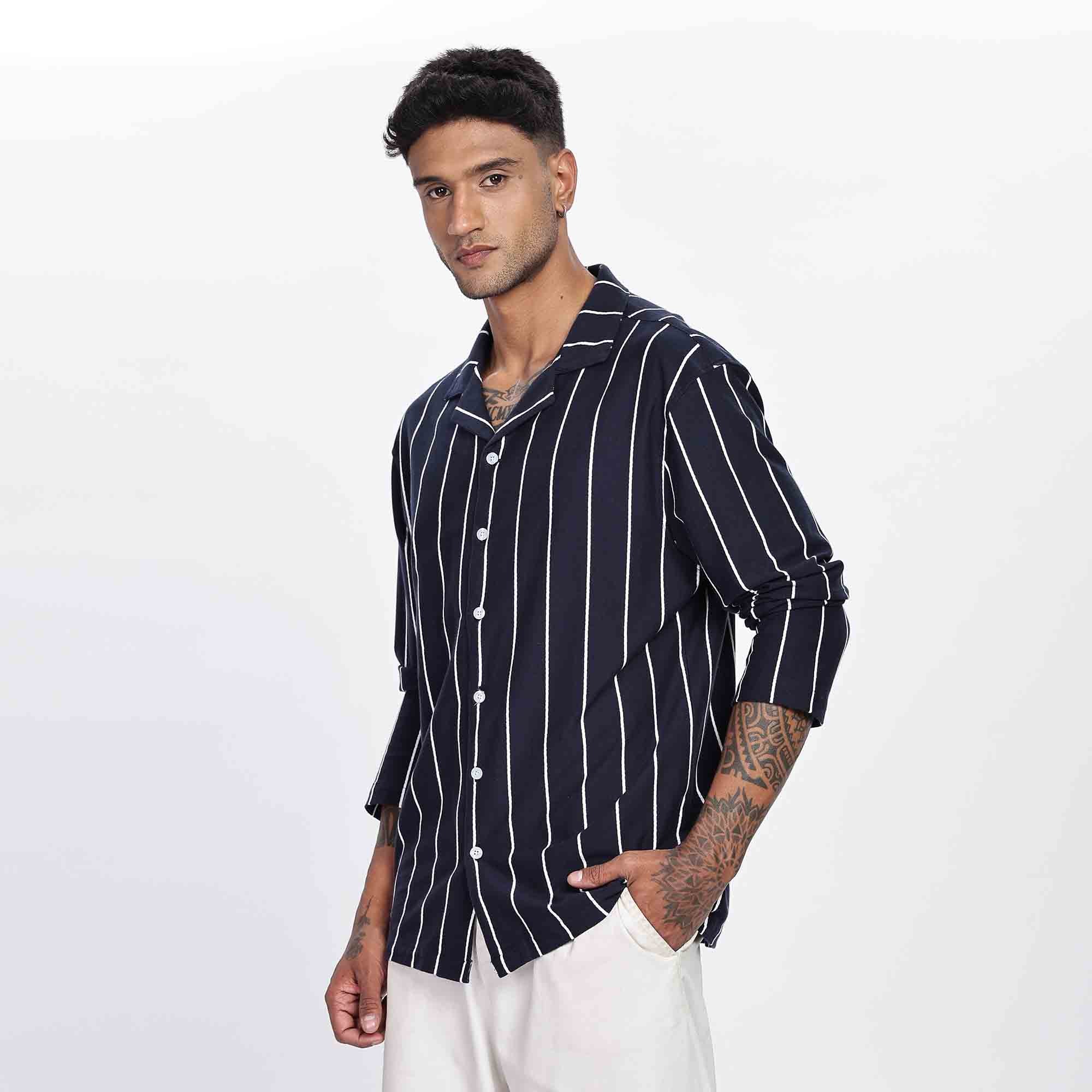 Cuban Collar Long sleeve Oversize Shirt