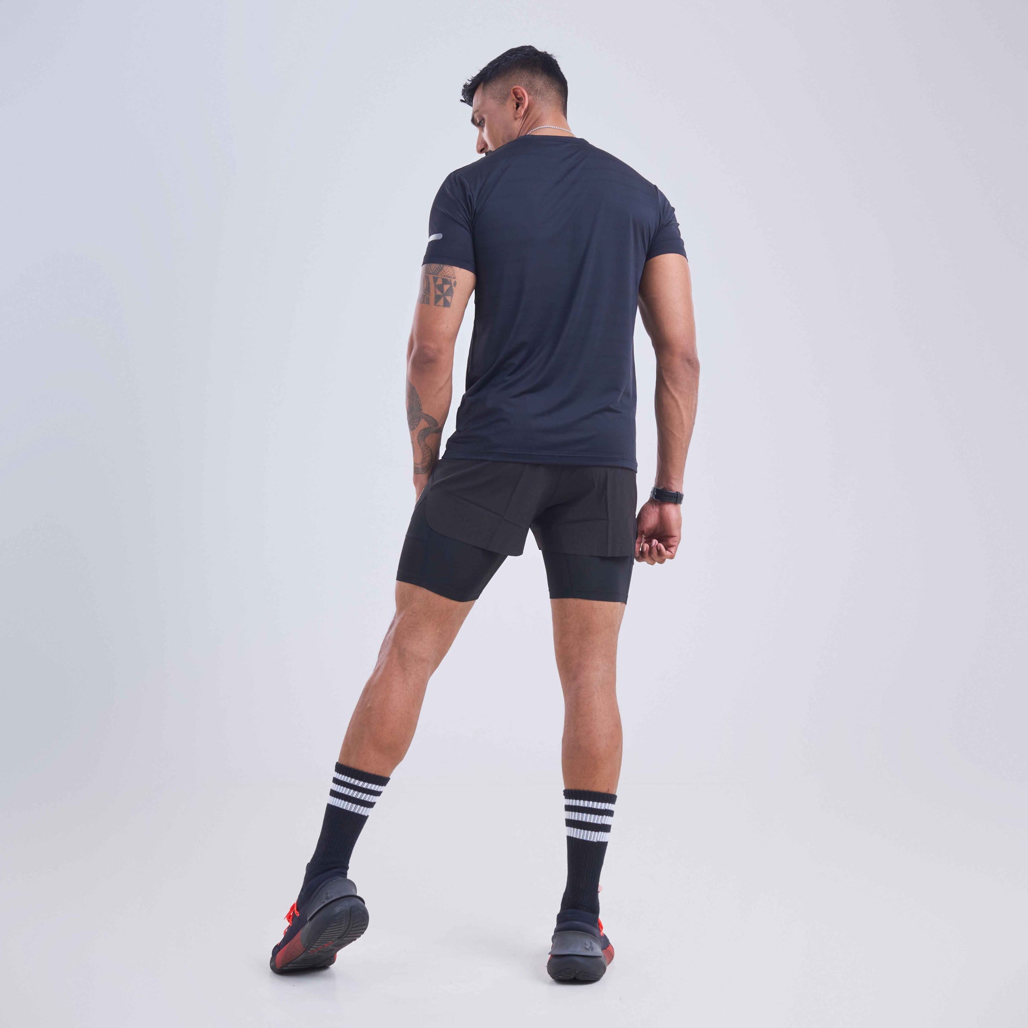 Mens squat shorts with laser holes