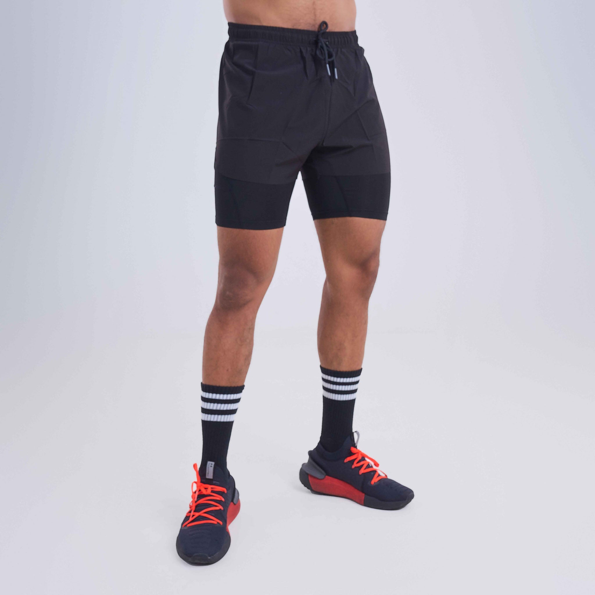 Mens squat shorts with laser holes