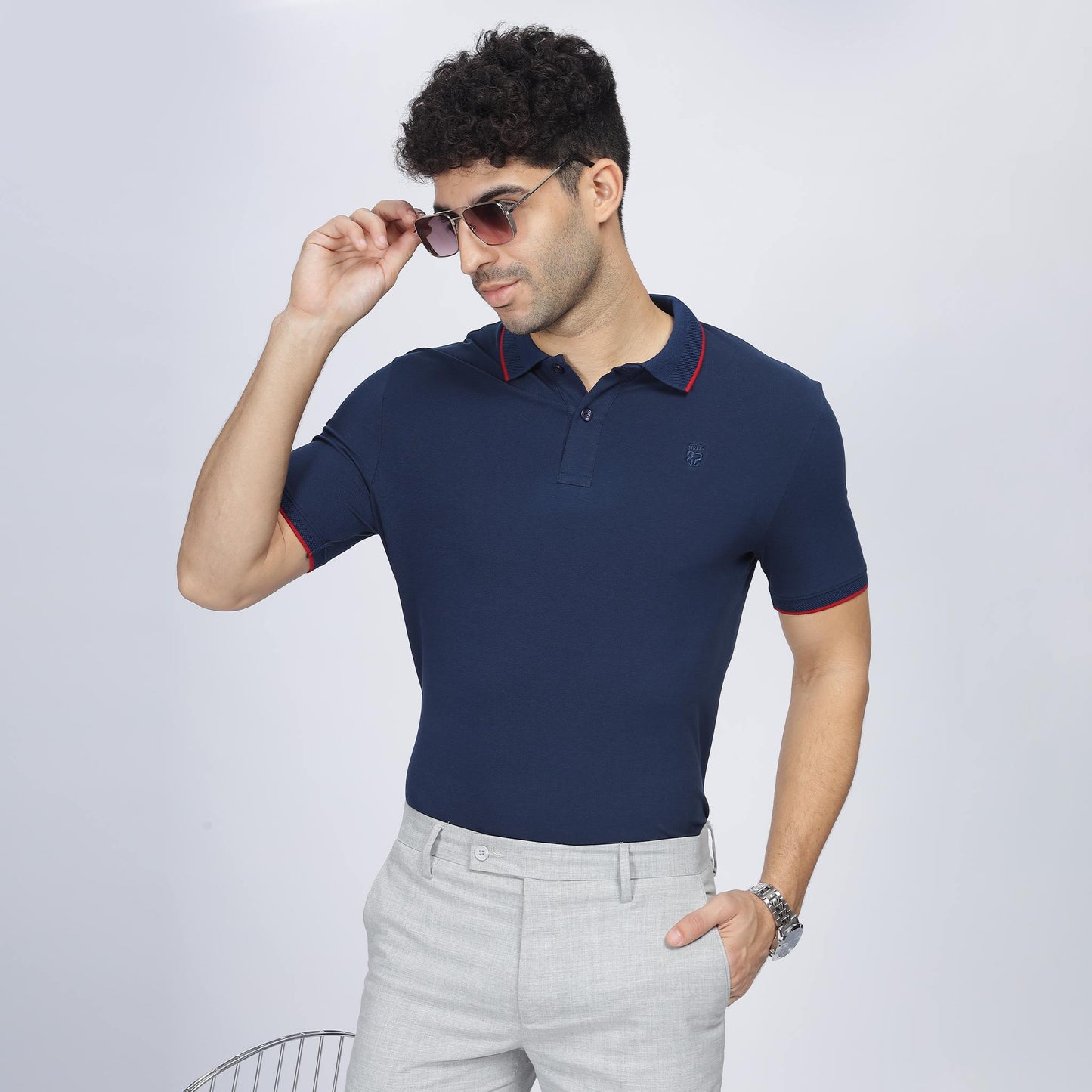 Mens Polo Collar T-shirt - Badge Logo Embroidery