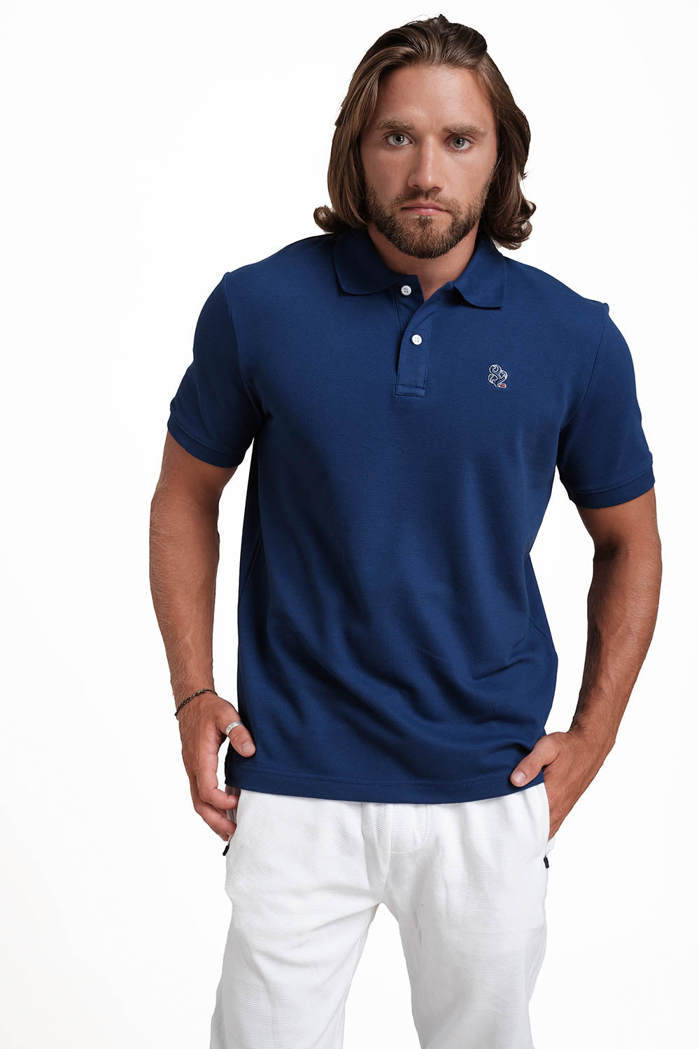 Polo Sky Blue T-shirts with Front Embroidery, Solid pique fabric