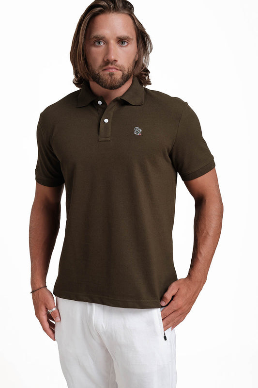Polo Olive Green T-shirts with Front Embroidery, Solid pique fabric