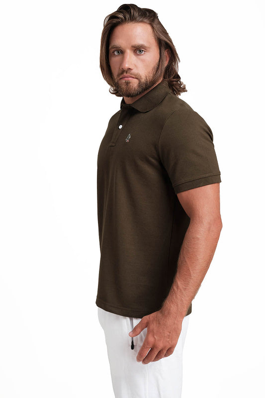 Polo Olive Green T-shirts with Front Embroidery, Solid pique fabric
