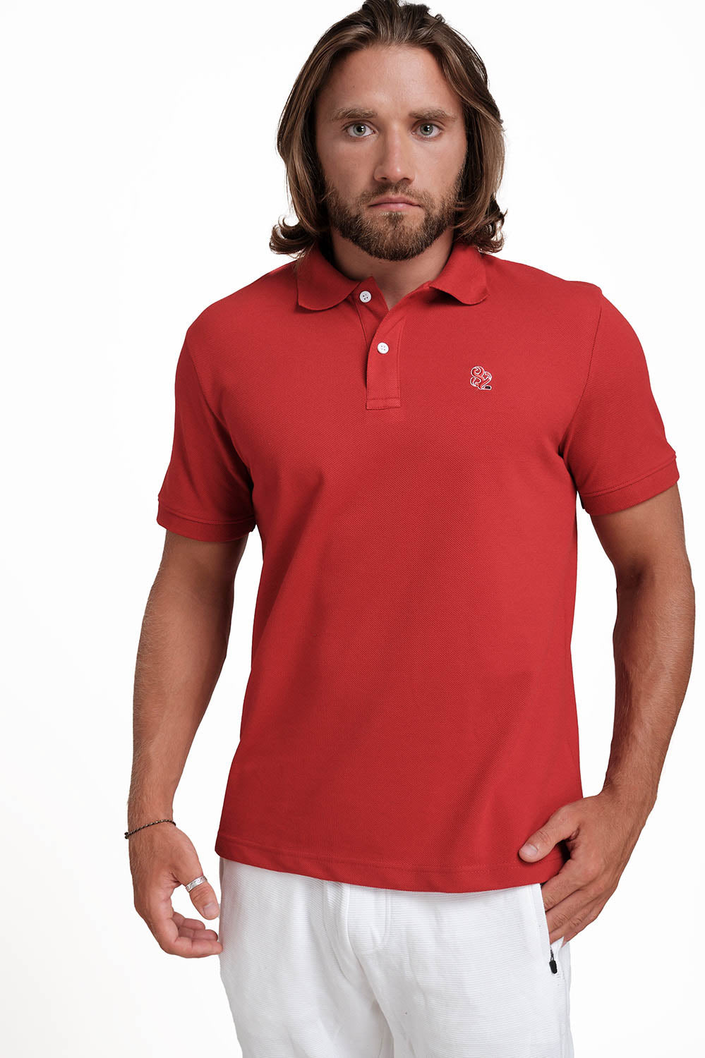 Polo RED T-shirts with Front Embroidery, Solid pique fabric