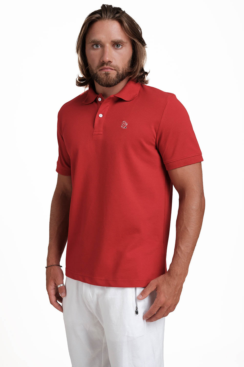 Polo RED T-shirts with Front Embroidery, Solid pique fabric