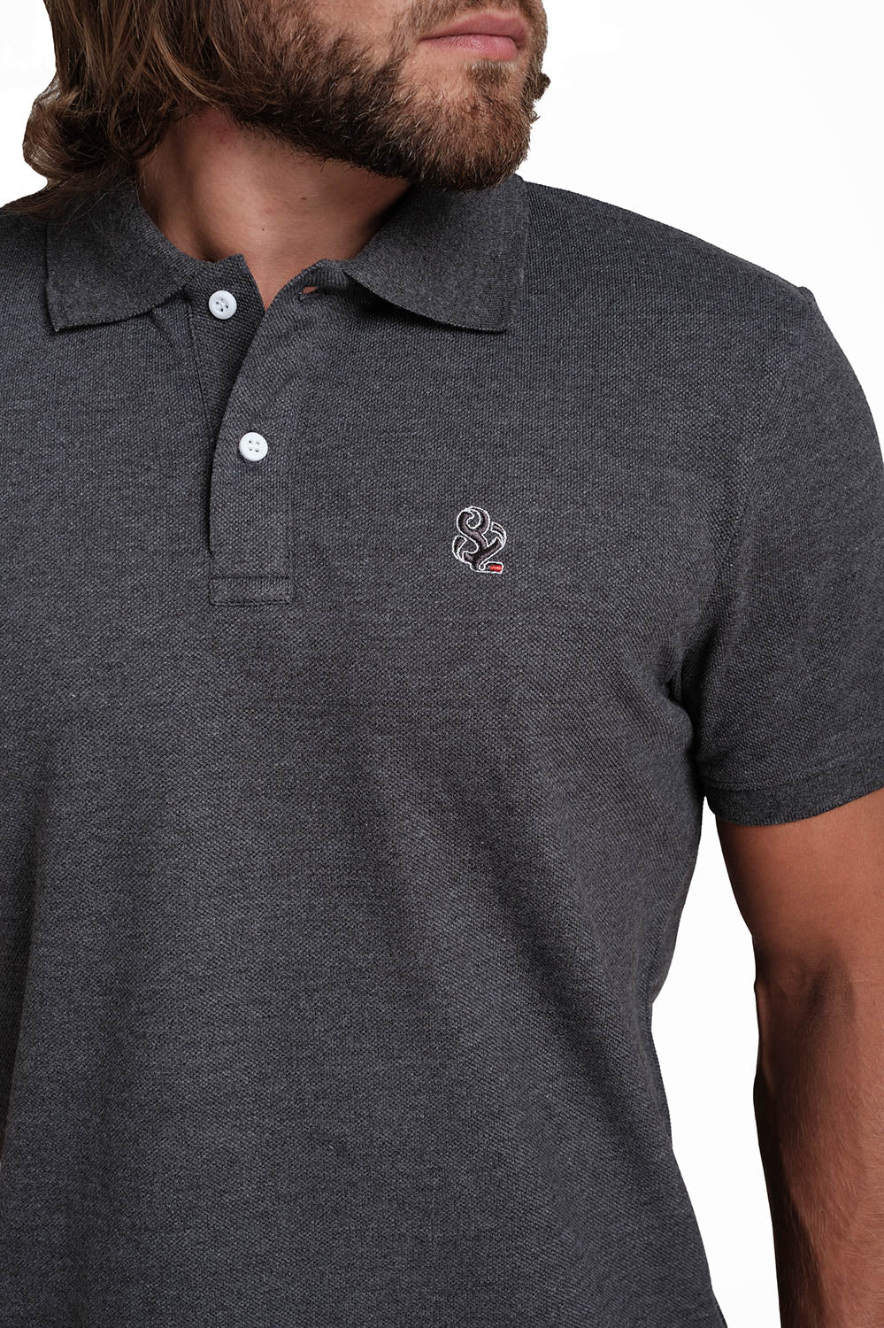 Polo Charcoal T-shirts with Front Embroidery, Solid pique fabric