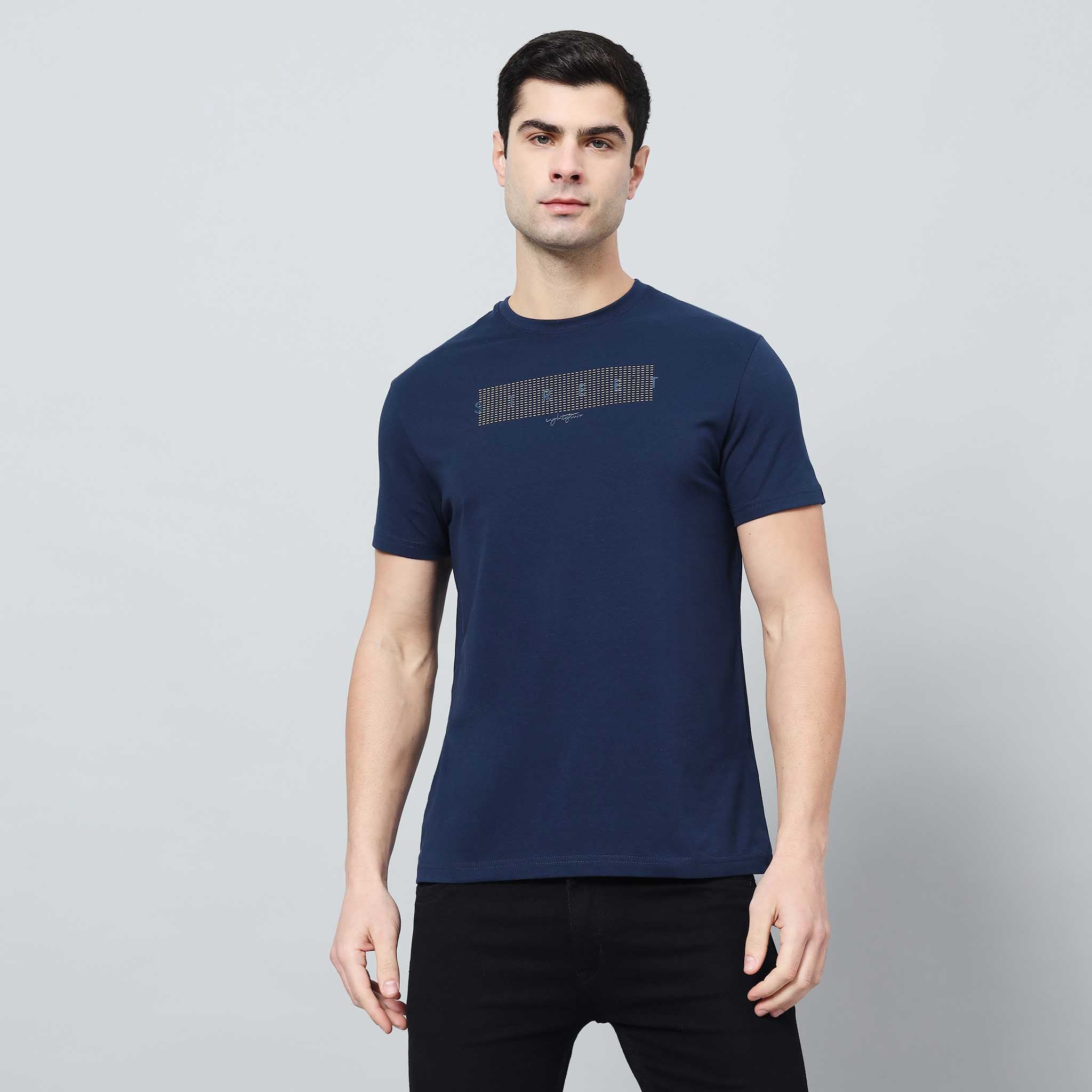 Regular Fit Crew Neck T-shirt - Front silicon print