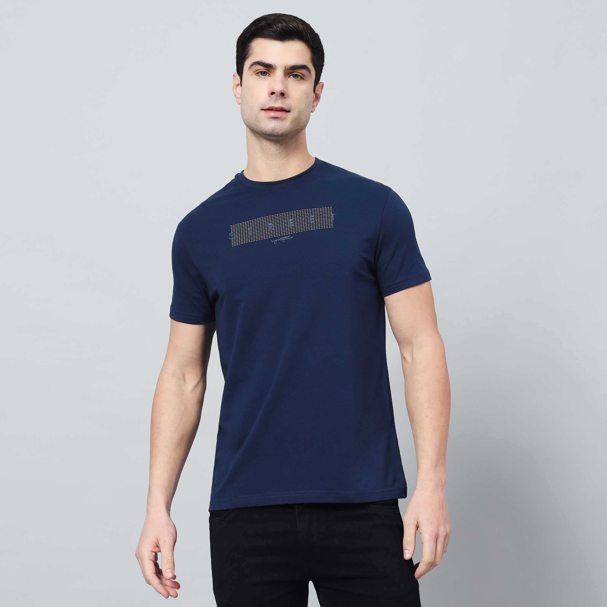 Regular Fit Crew Neck T-shirt - Front silicon print