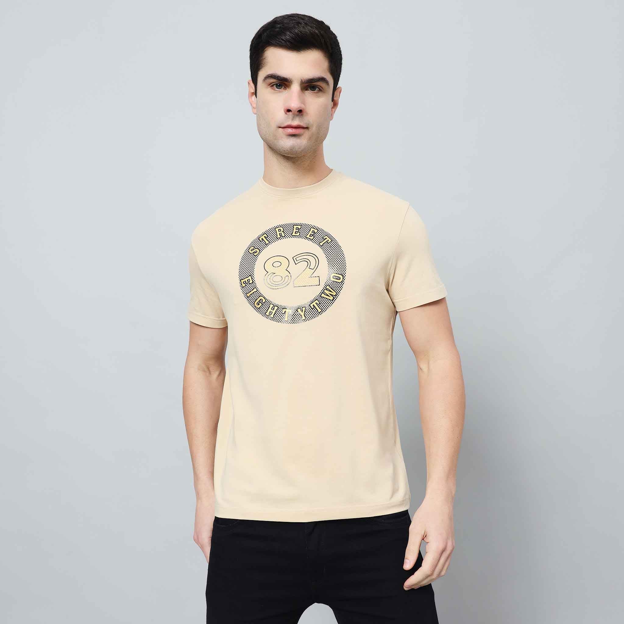 Regular Fit Crew Neck T-shirt with Circle Logo Print