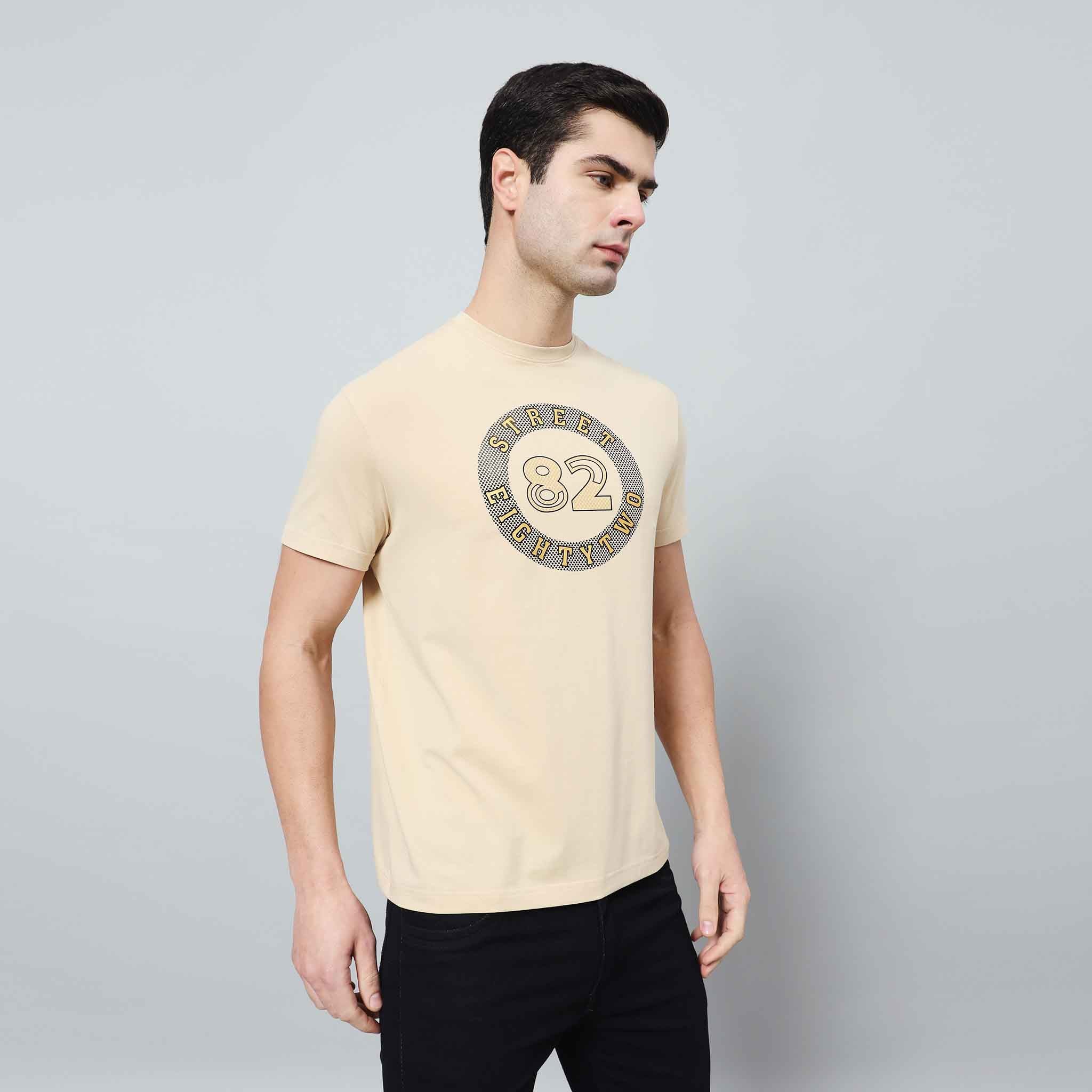 Regular Fit Crew Neck T-shirt with Circle Logo Print