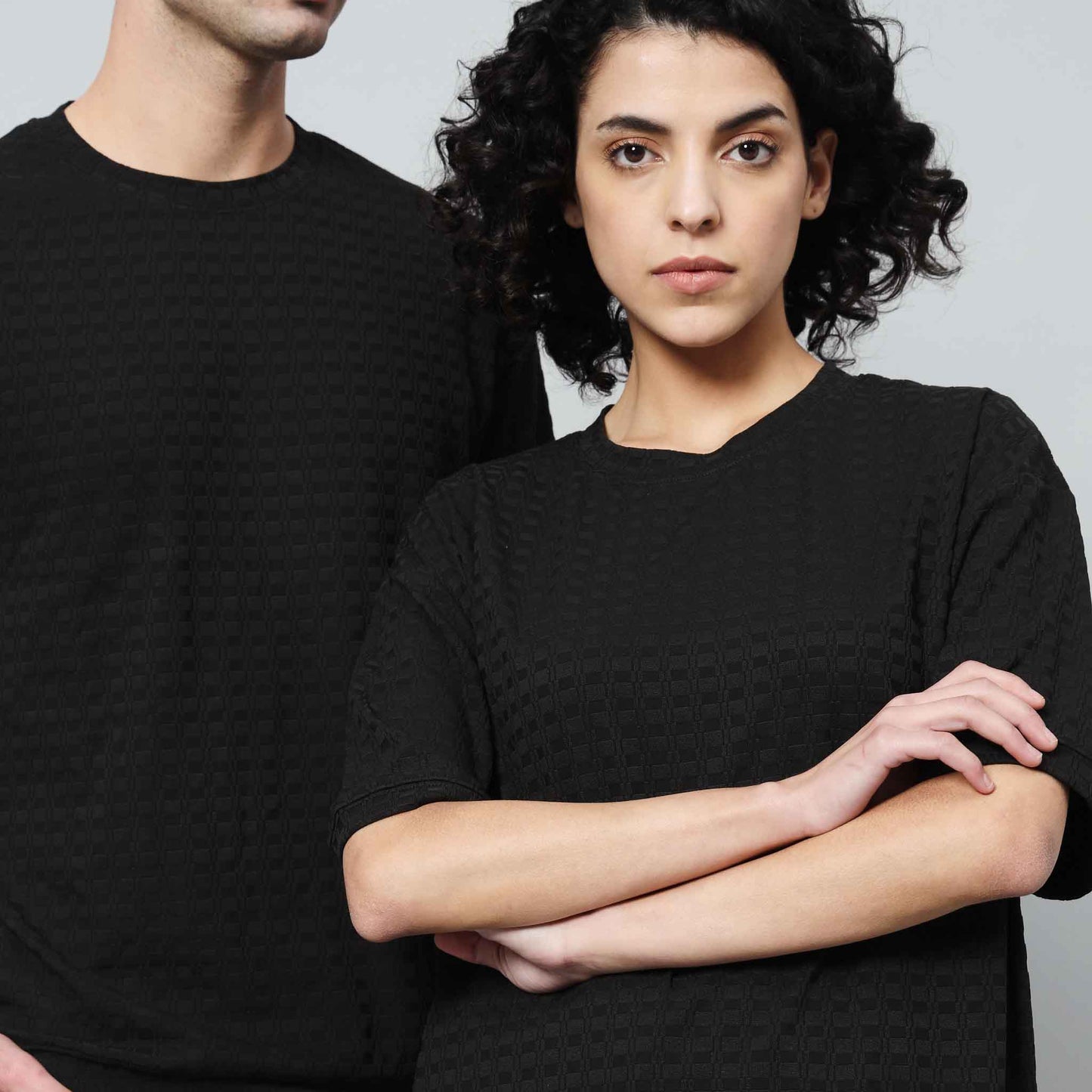 Co-ord set - Oversize crew neck t-shirt - Waffle Weave Design