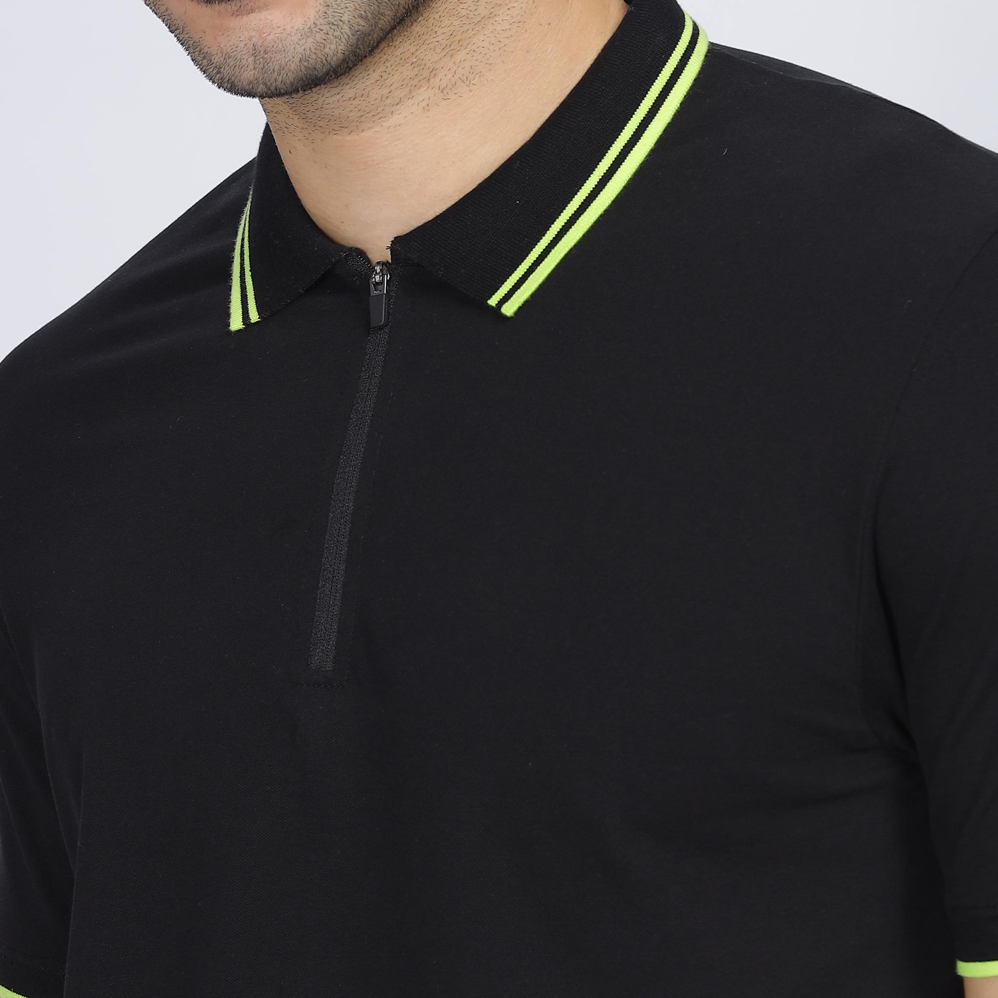 Mens Polo Collar T-shirt - Zipper Attached