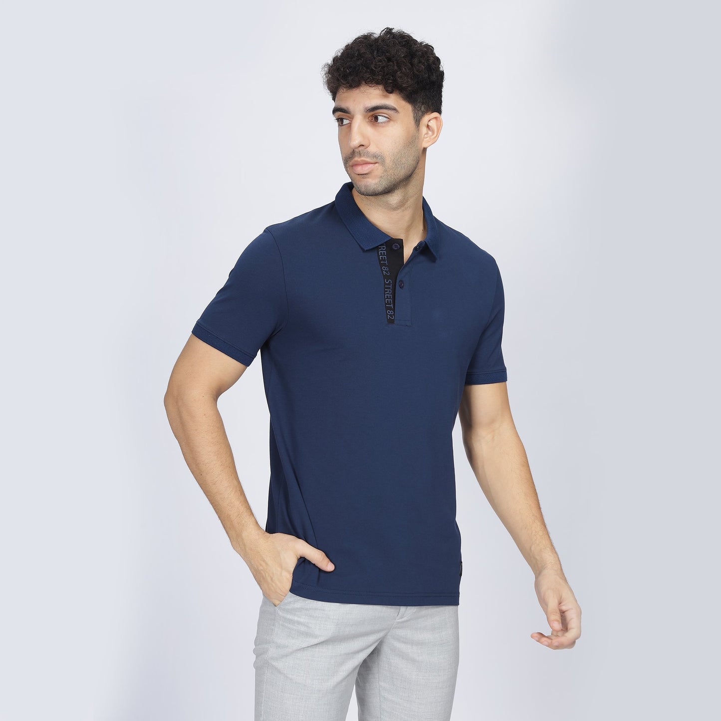 Mens Polo Collar T-shirt - Street82 Print on Placket