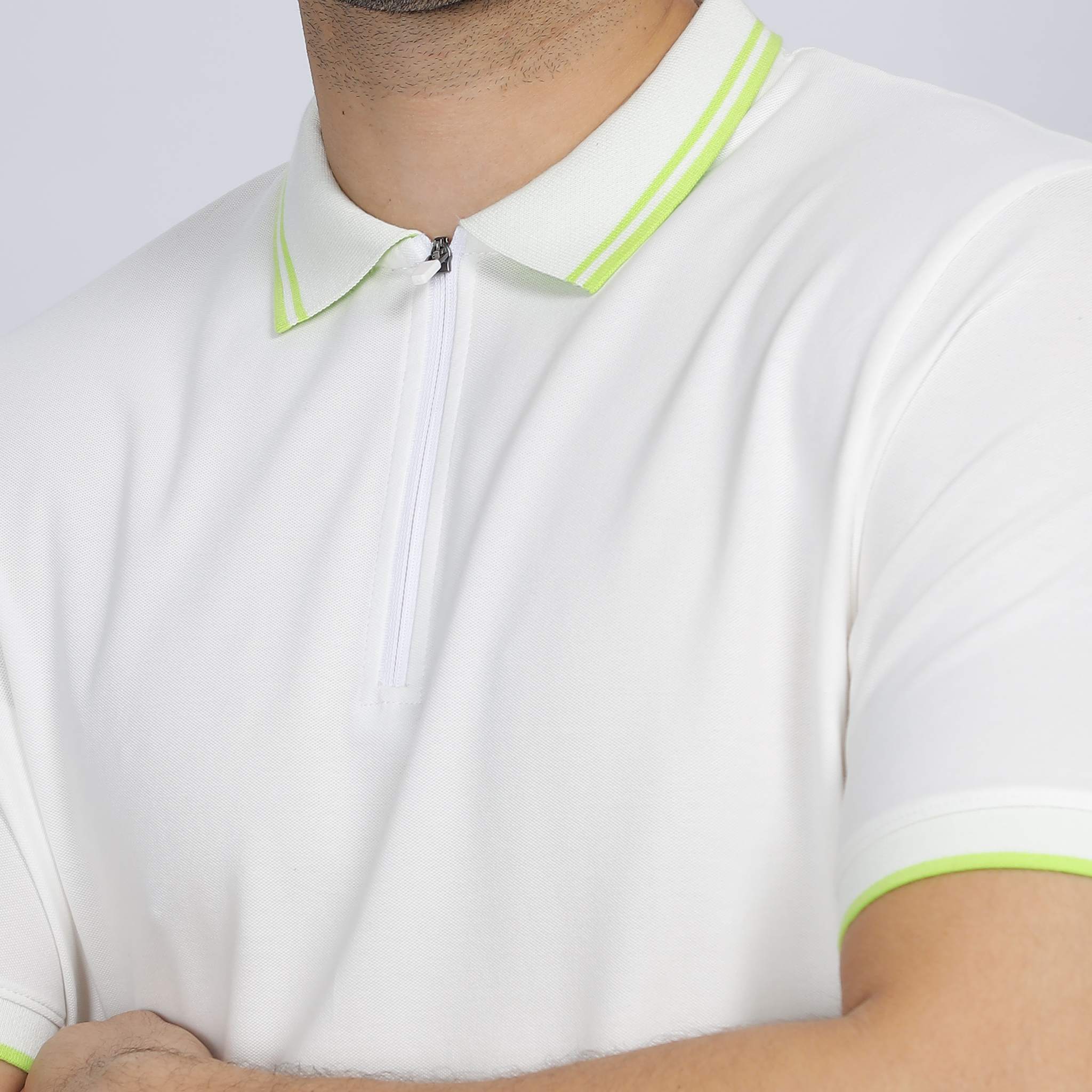 Mens Polo Collar T-shirt - Zipper Attached