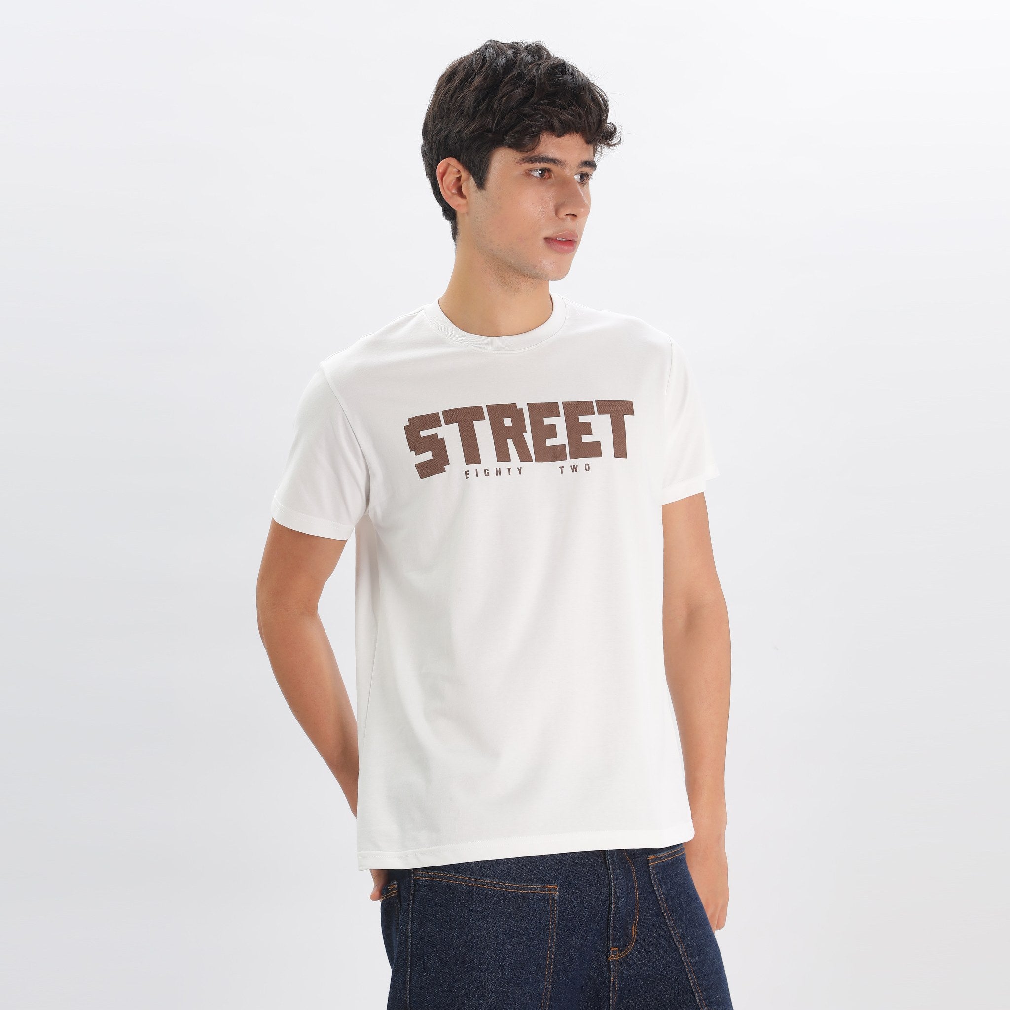 Mens Regular Fit Crew Neck T-shirt - Textured Print