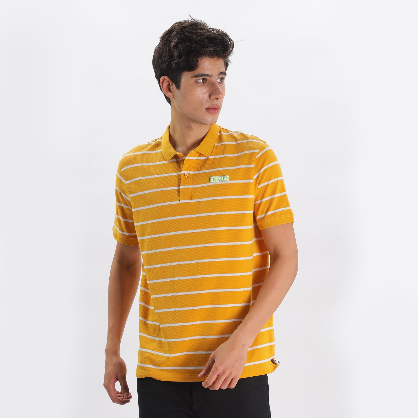 Mens Polo Collar T-shirt with  stripes