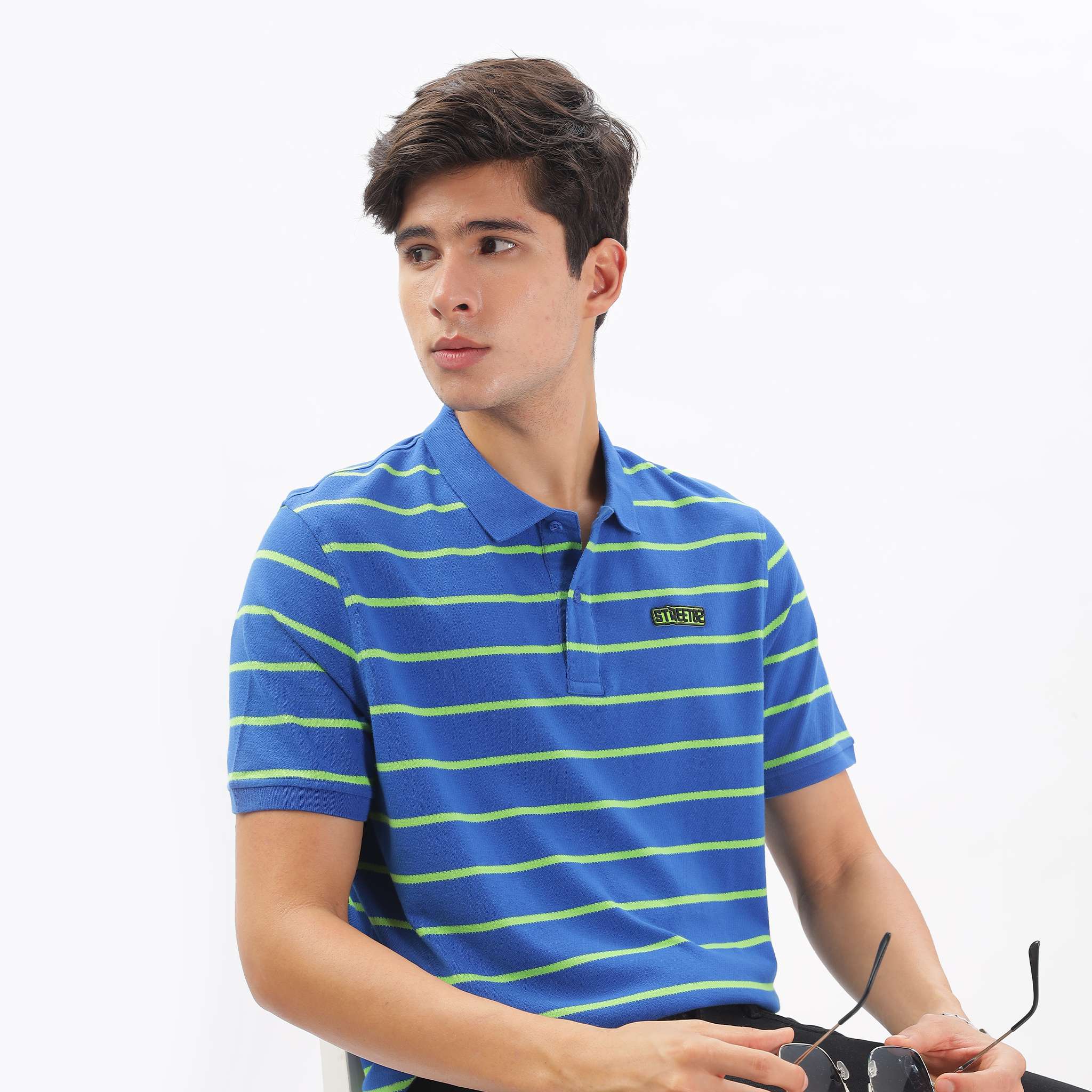 Mens Polo Collar T-shirt with  stripes