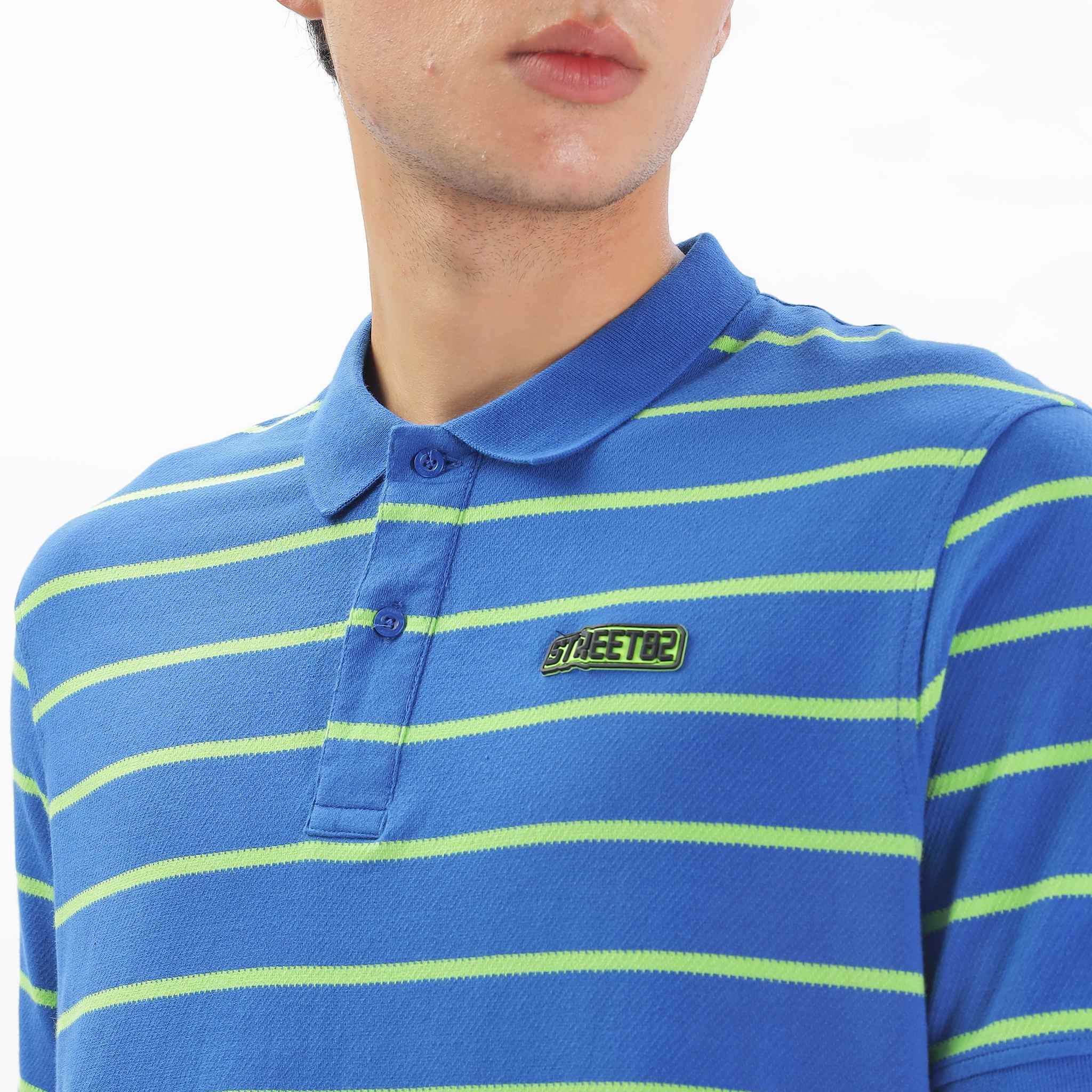 Mens Polo Collar T-shirt with  stripes