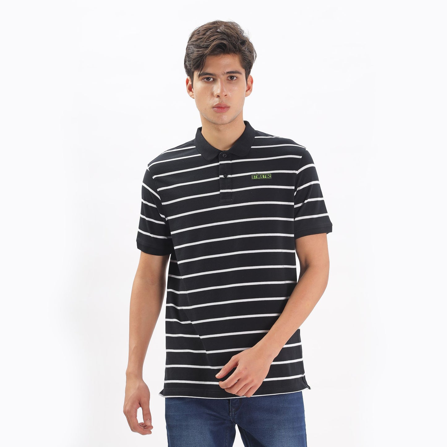 Mens Polo Collar T-shirt with  stripes