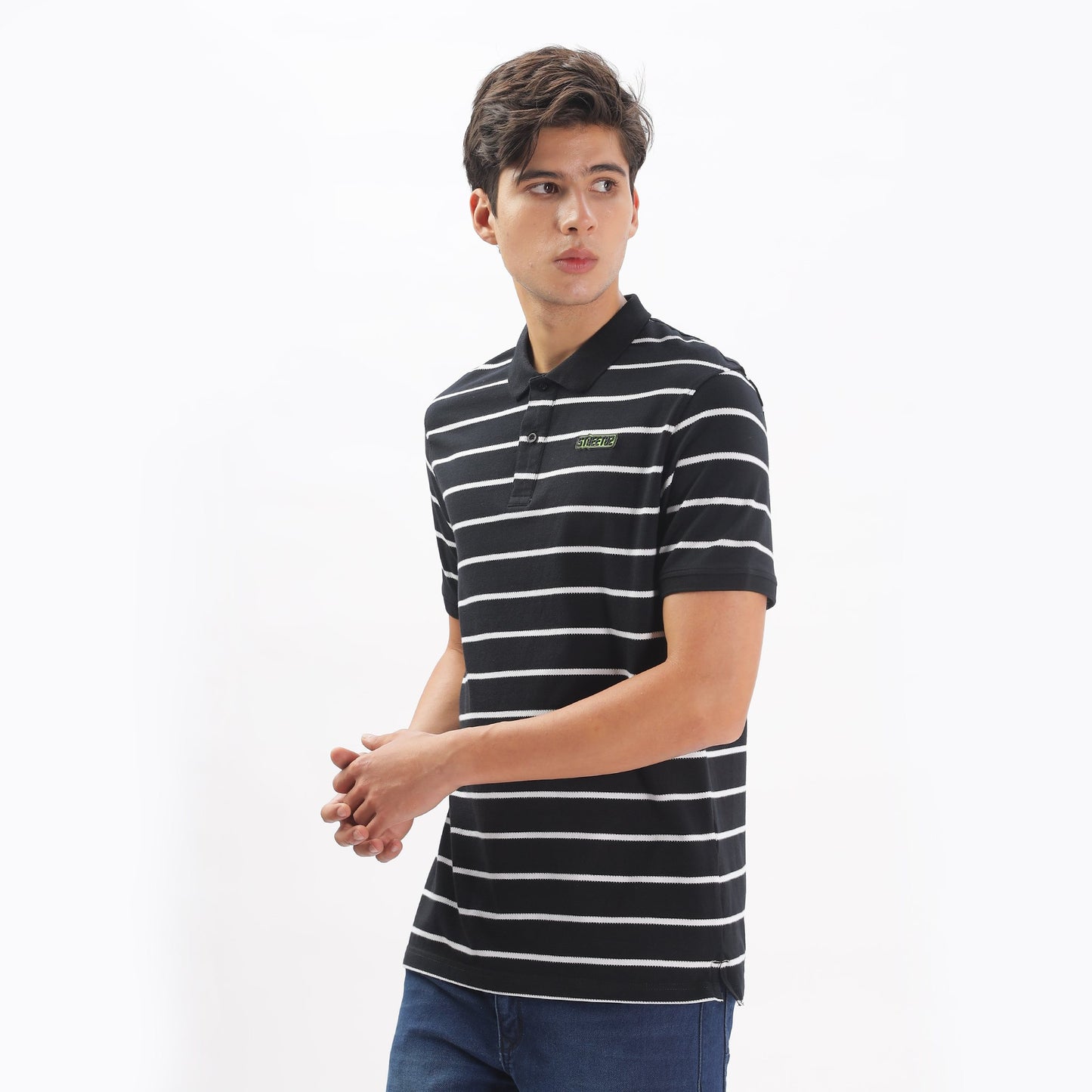 Mens Polo Collar T-shirt with  stripes