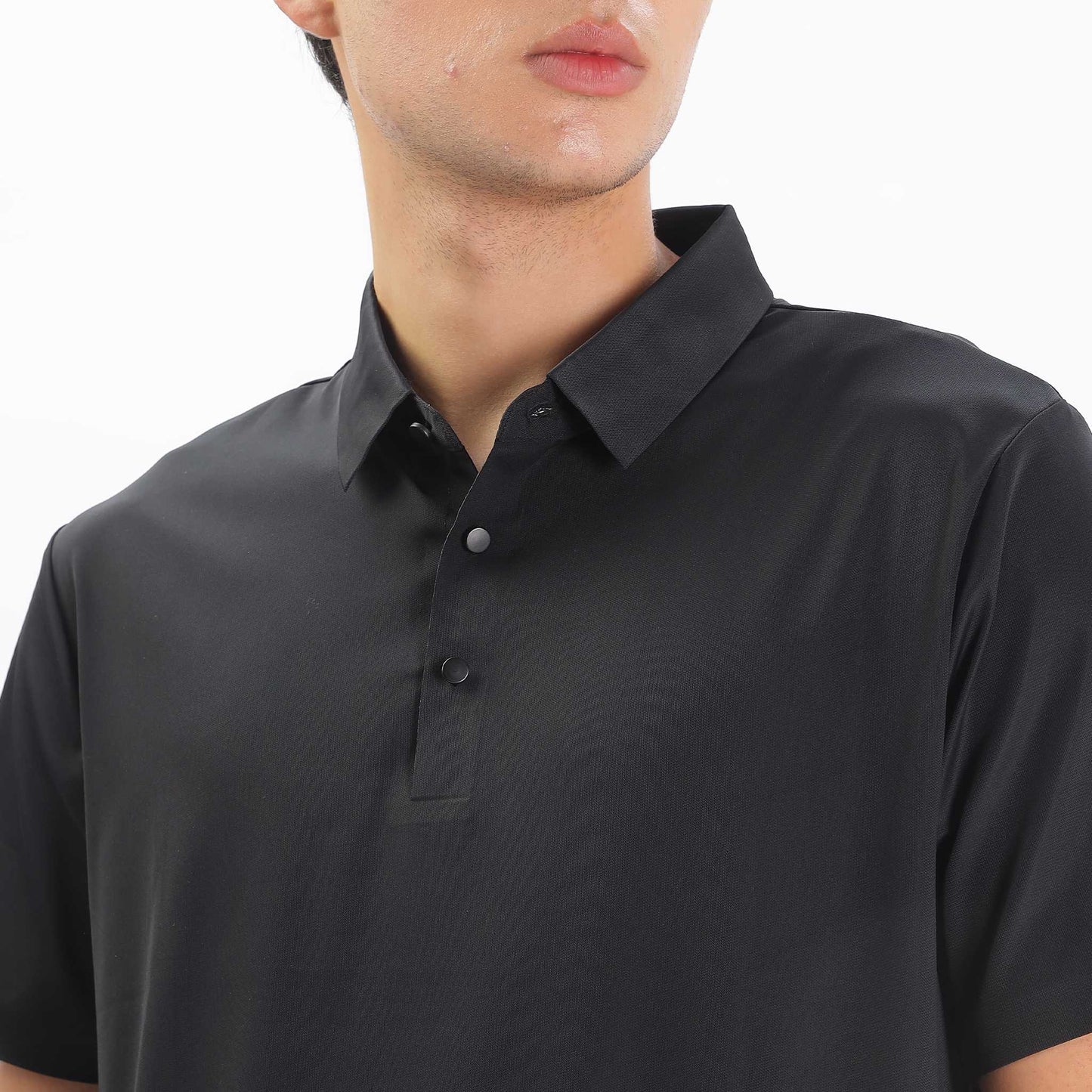 Men Polo Collar T-shirt with Seamless Sleeves