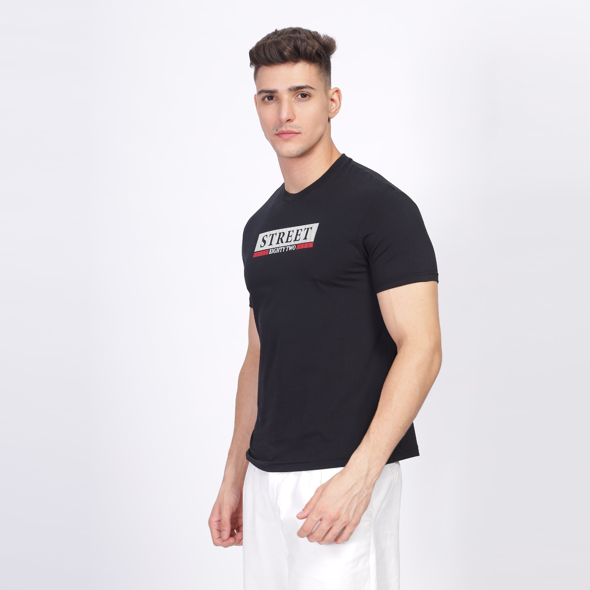 Regular Fit Crew Neck T-shirt - Street82 front print