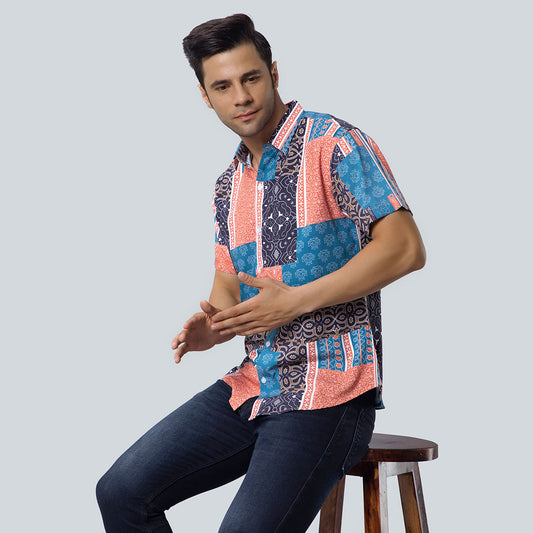 Rayon Texture Design Printed Balck and Maroon Shirts for Men