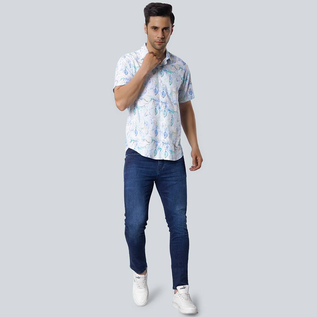 Rayon Leaf water color Printed Shirts for Men