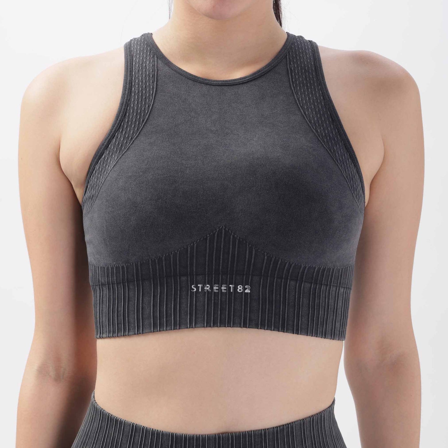 Fade Look Knitted Push-Up Bra Fitness Vest